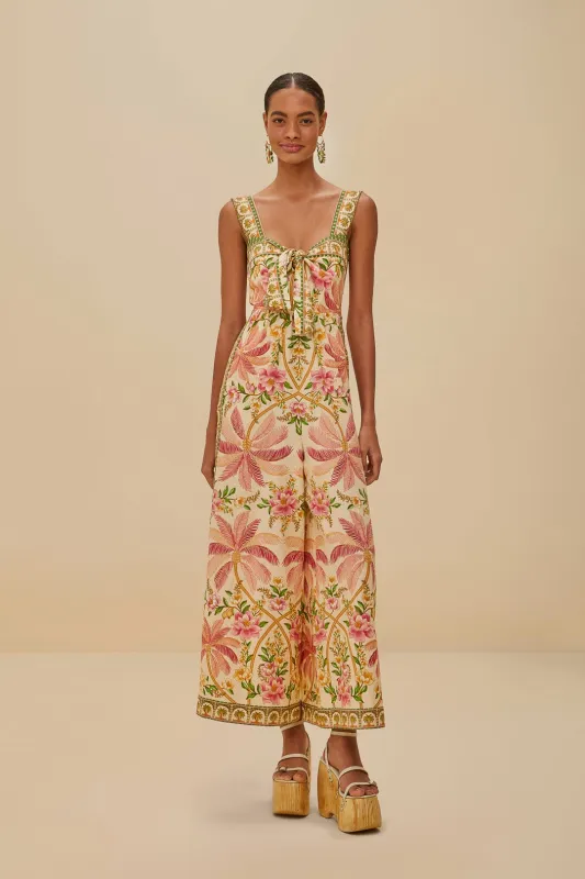 Off-White Palm Dream LENZING™ ECOVERO™ Euroflax™ Jumpsuit sold by FARM Rio