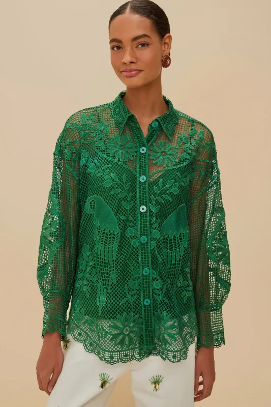 Green Landscape Guipure Shirt sold by FARM Rio