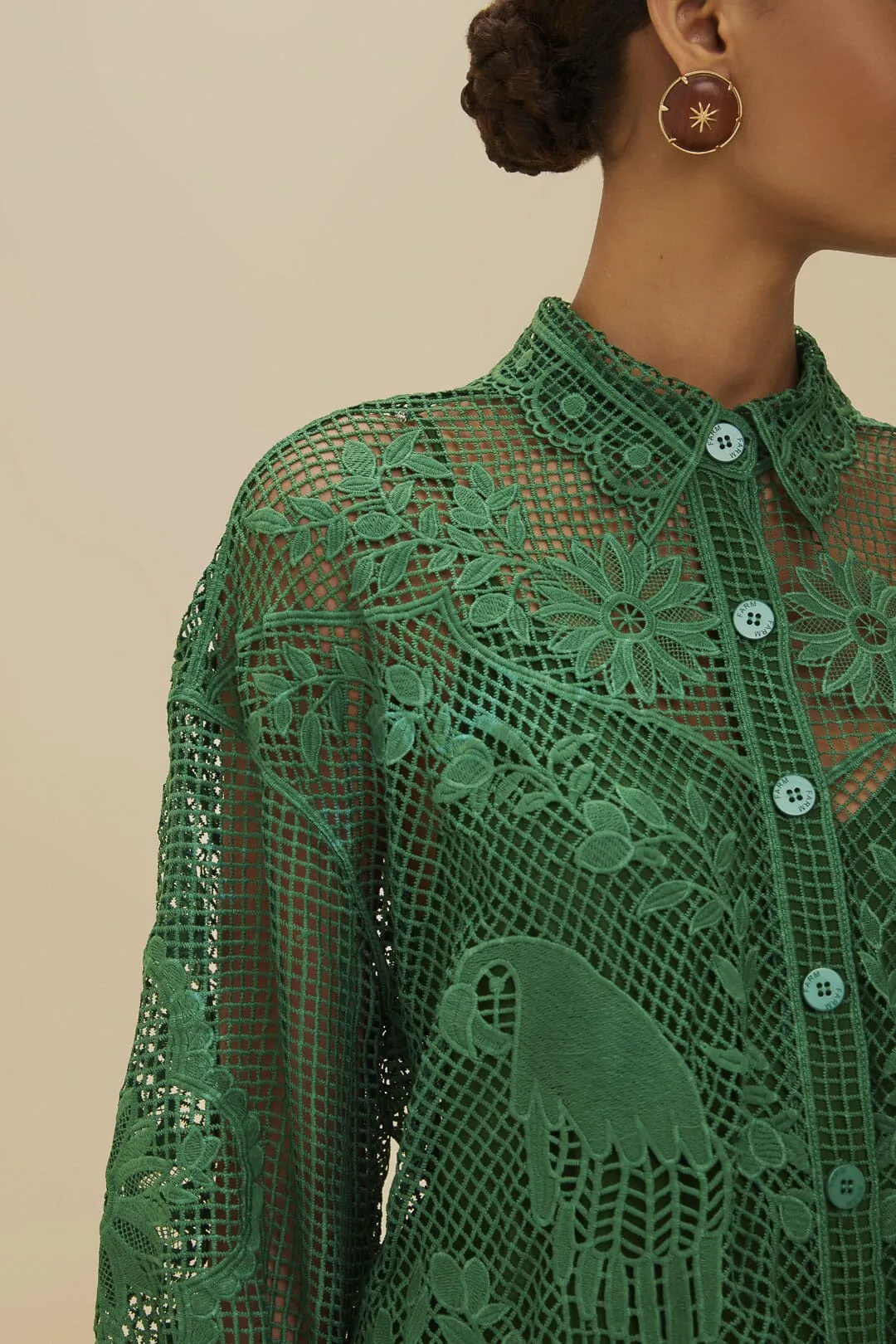 Green Landscape Guipure Shirt sold by FARM Rio product image thumbnail 2