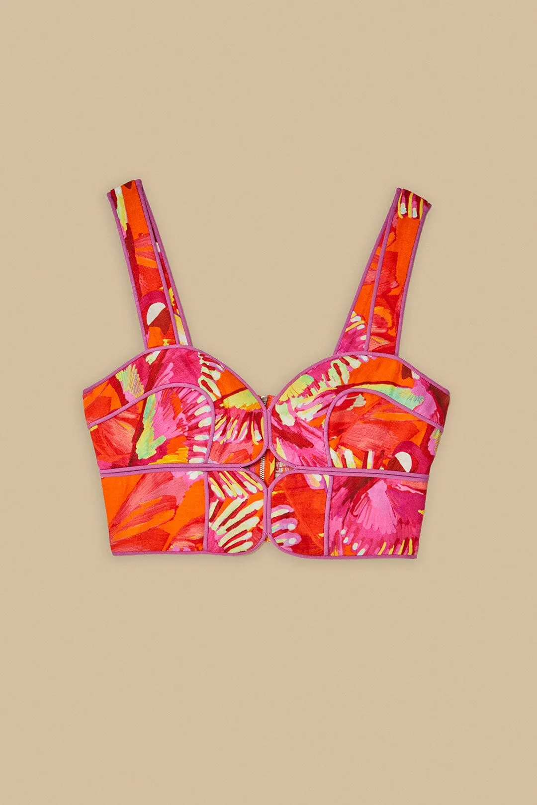 Orange Flying Birds LENZING™ ECOVERO™ Euroflax™ Crop Top sold by FARM Rio product image thumbnail 5