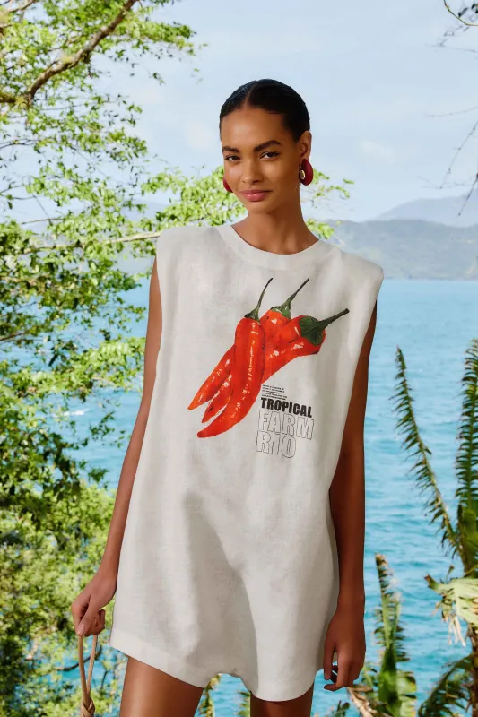 Off-White Farm Rio Pepper Euroflax™ Premium Linen Romper sold by FARM Rio