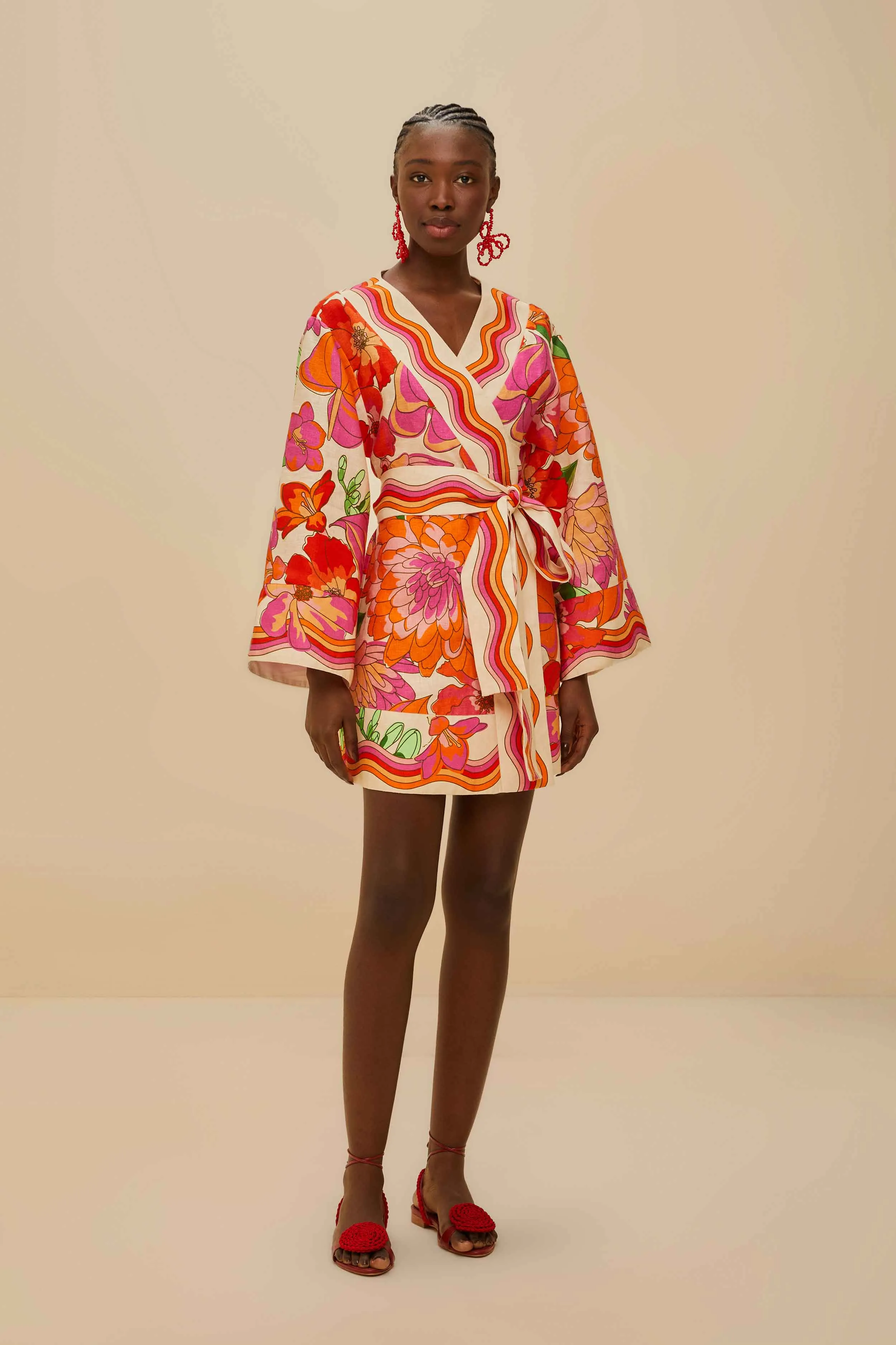 Beige Spring Affair Euroflax™ Premium Linen Mini Dress sold by FARM Rio product image thumbnail 2