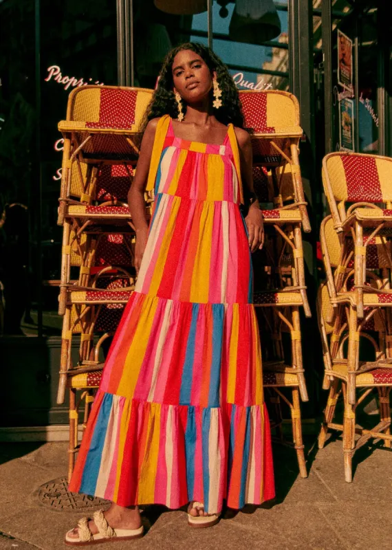 Carioca Stripes Multicolor Mara Maxi Dress sold by FARM Rio