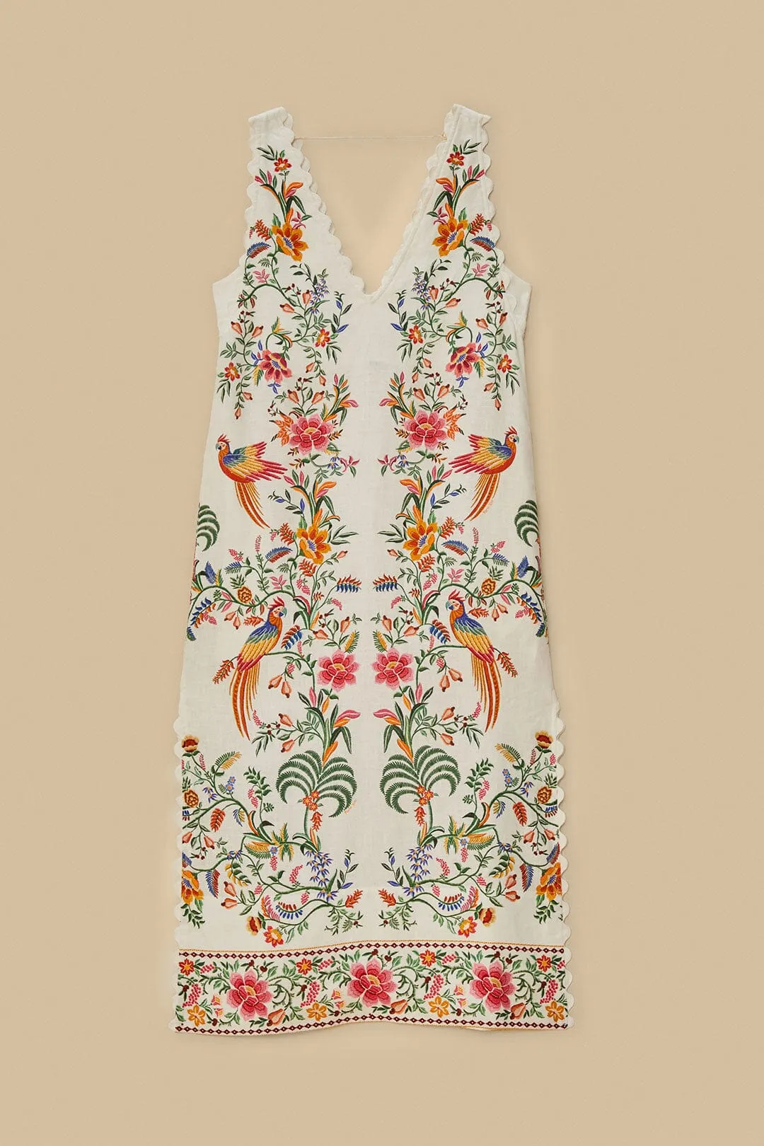 Off-White Delicate Forest Euroflax™ Premium Linen Maxi Dress sold by FARM Rio product image thumbnail 5