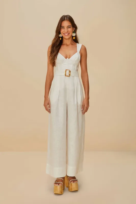 Off-White Euroflax™ Premium Linen Jumpsuit sold by FARM Rio