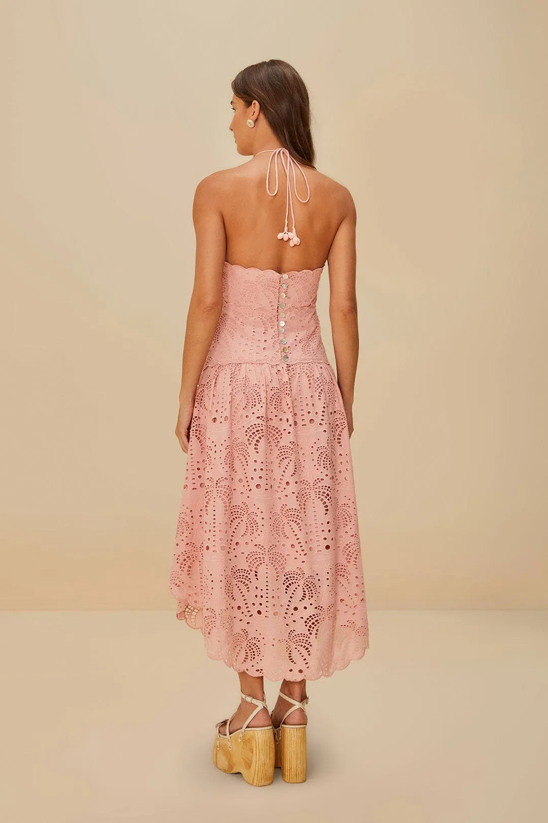 Blush Pink Palm Tree Eyelet Midi Dress sold by FARM Rio product image thumbnail 4