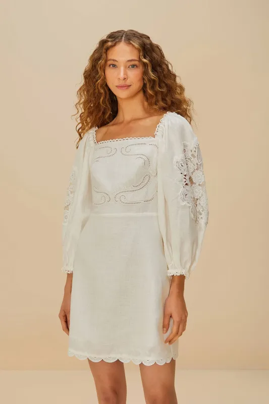 Off-White Embroidered Euroflax™ Premium Linen Mini Dress sold by FARM Rio