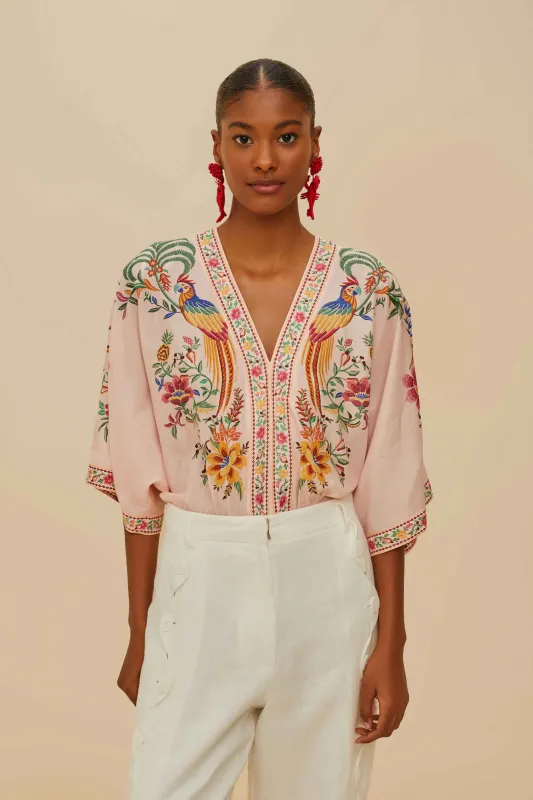 Pink Delicate Forest Bodysuit sold by FARM Rio