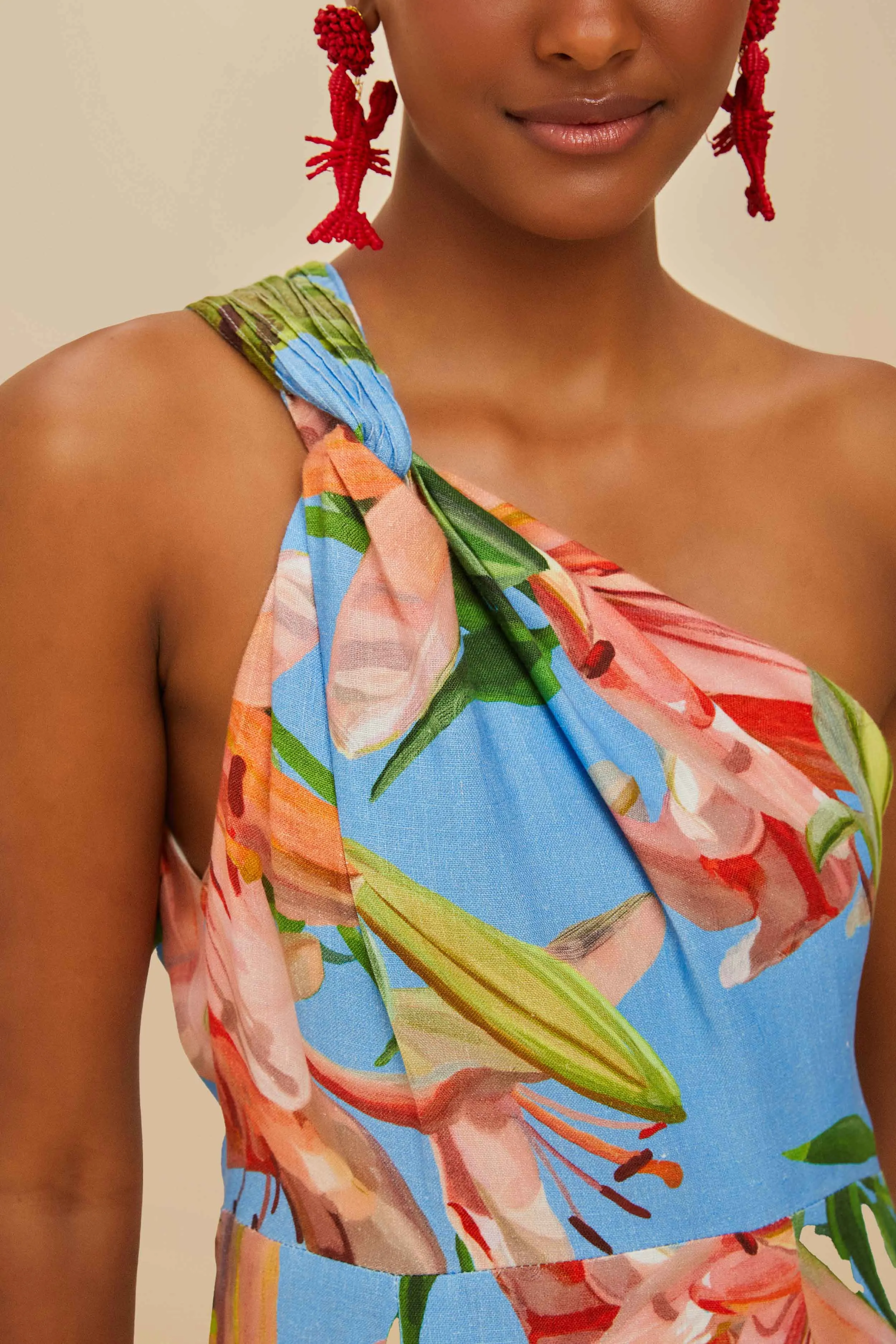 Blue Lily Bloom Euroflax™ Premium Linen Midi Dress sold by FARM Rio product image thumbnail 3