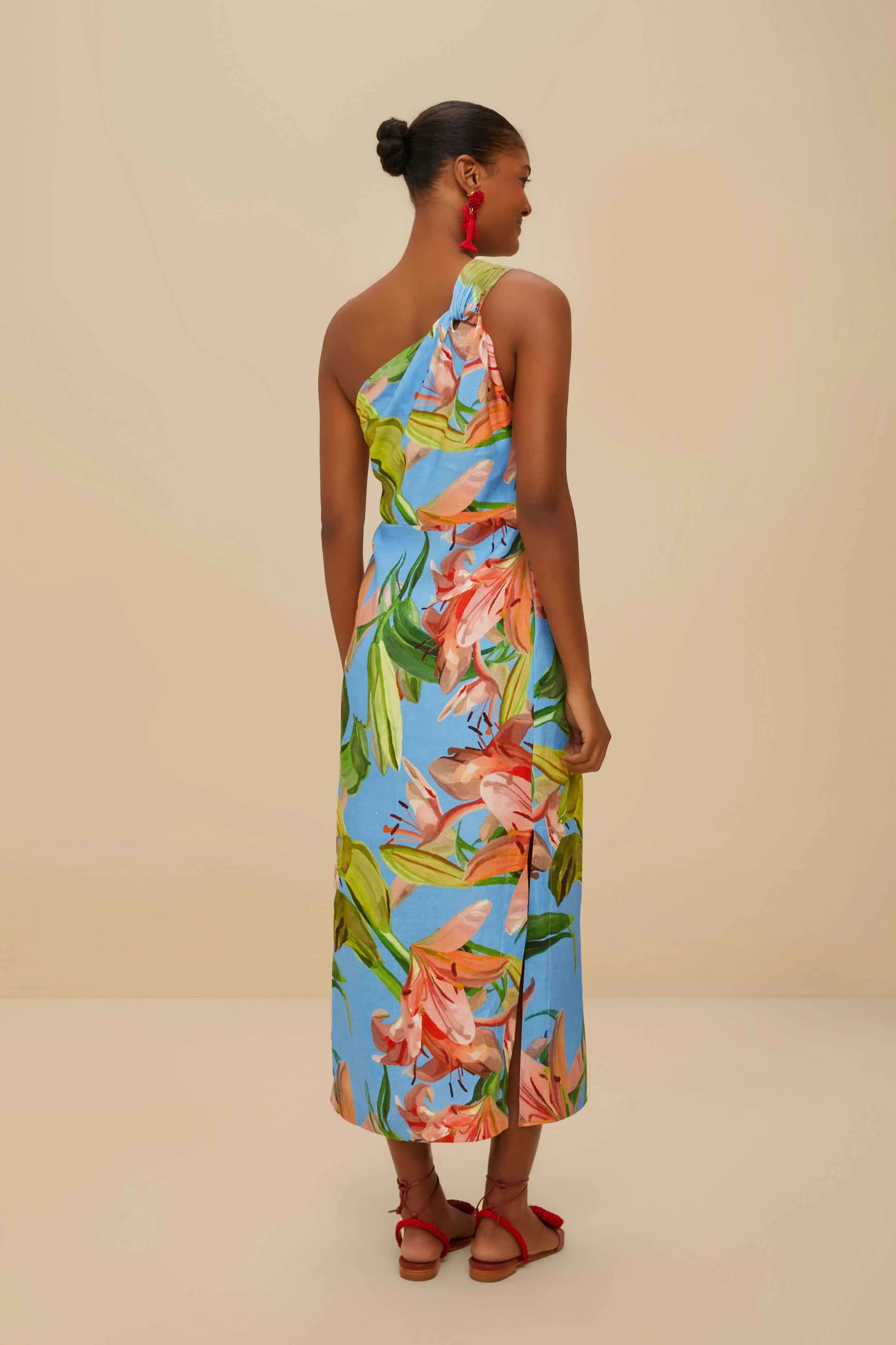 Blue Lily Bloom Euroflax™ Premium Linen Midi Dress sold by FARM Rio product image thumbnail 4