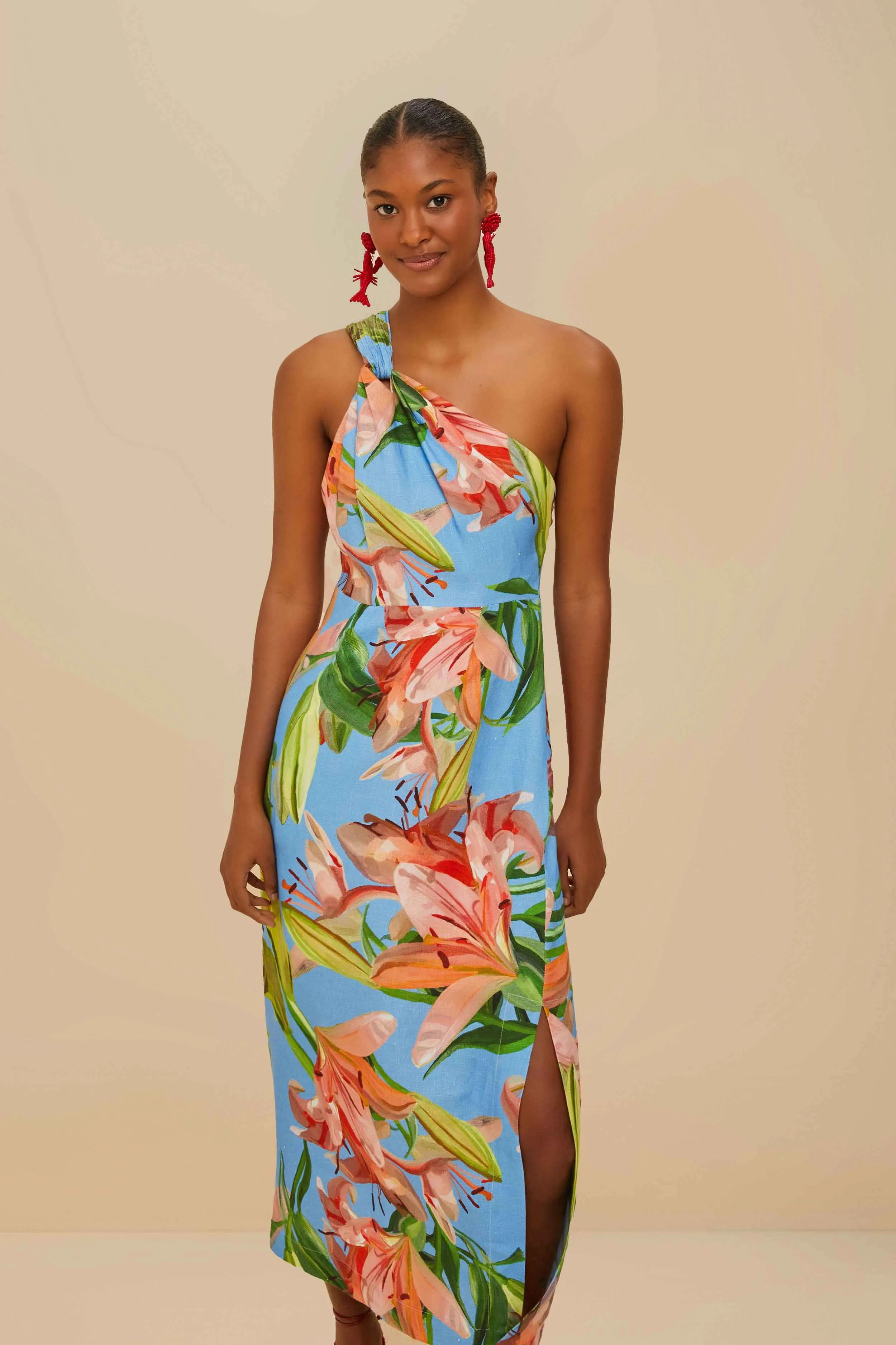 Blue Lily Bloom Euroflax™ Premium Linen Midi Dress sold by FARM Rio product image thumbnail 2