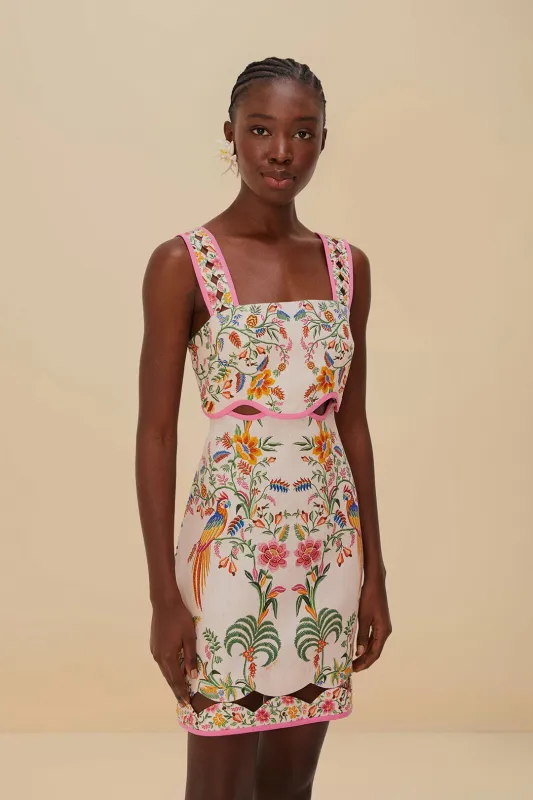 Pink Delicate Forest Euroflax™ Premium Linen Mini Dress sold by FARM Rio