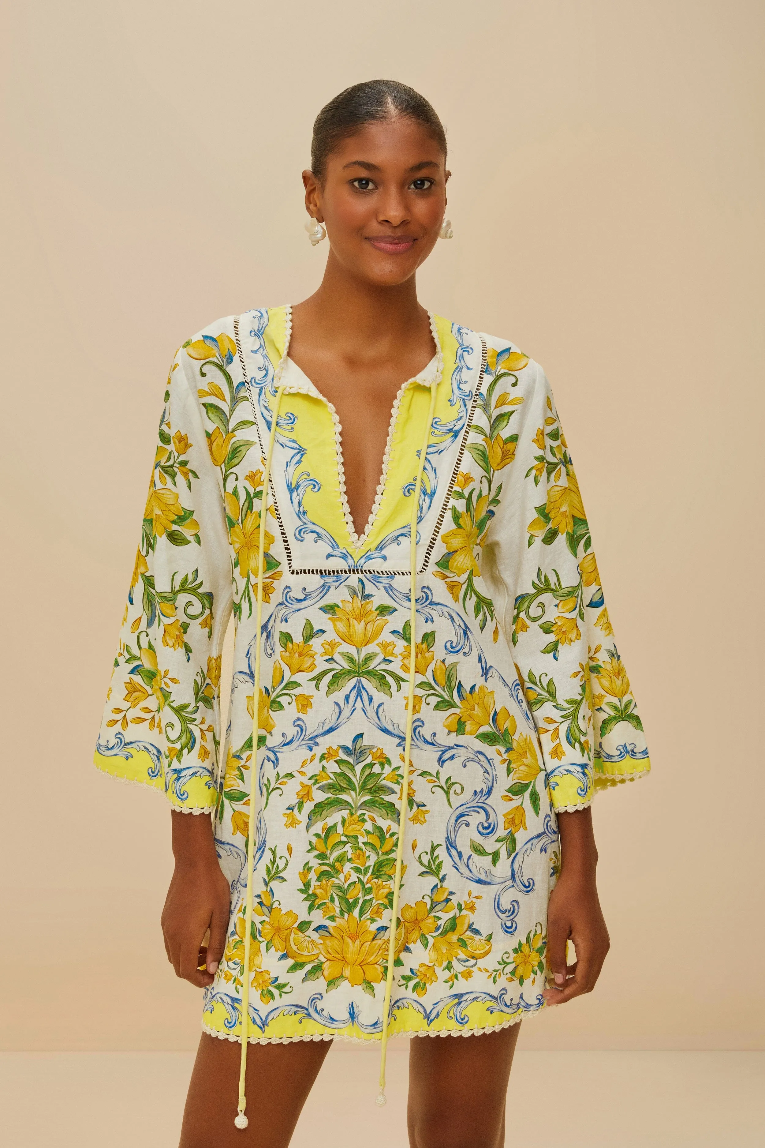 Off-White Sicily LENZING™ ECOVERO™ Euroflax™ Mini Dress sold by FARM Rio