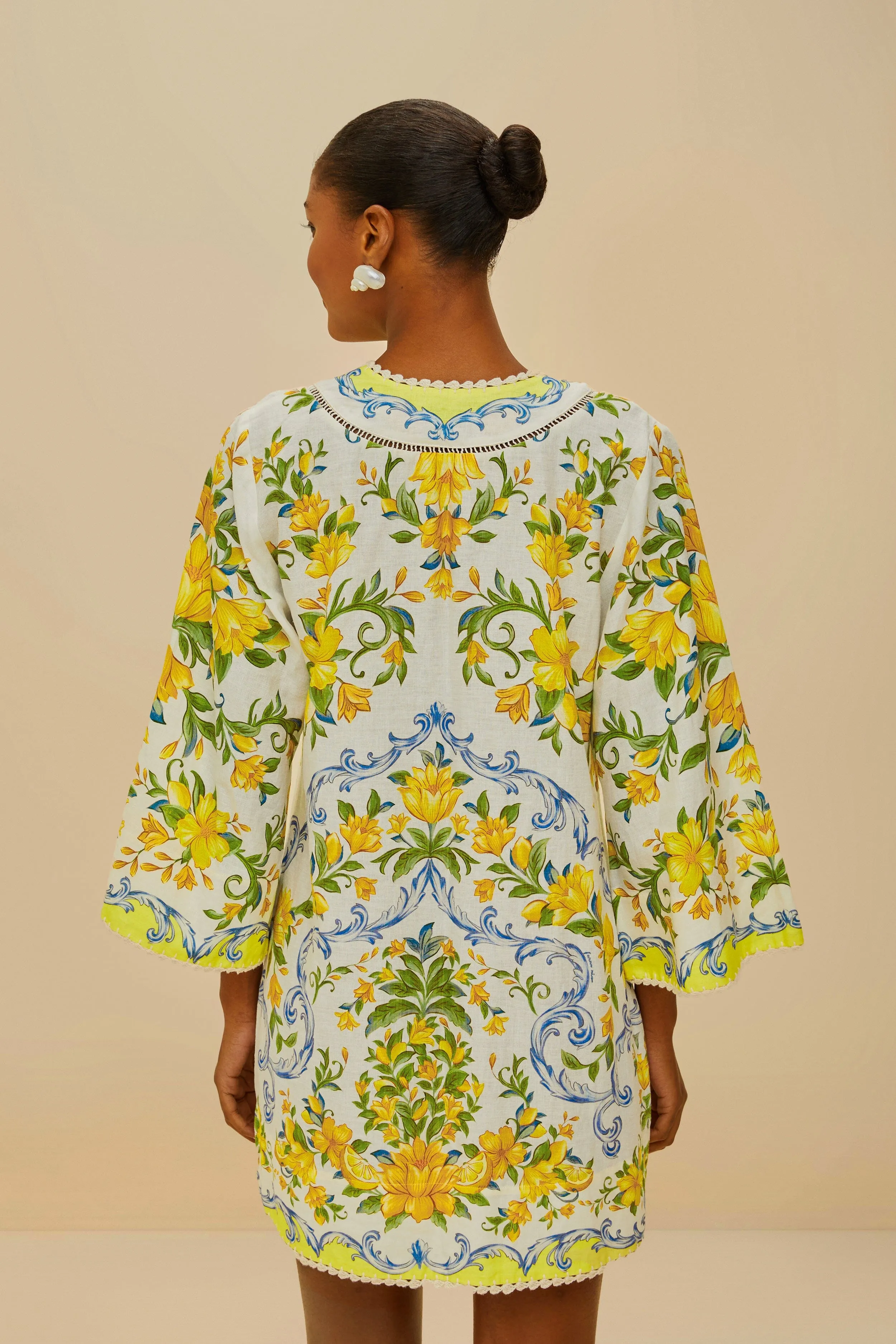 Off-White Sicily LENZING™ ECOVERO™ Euroflax™ Mini Dress sold by FARM Rio product image thumbnail 4