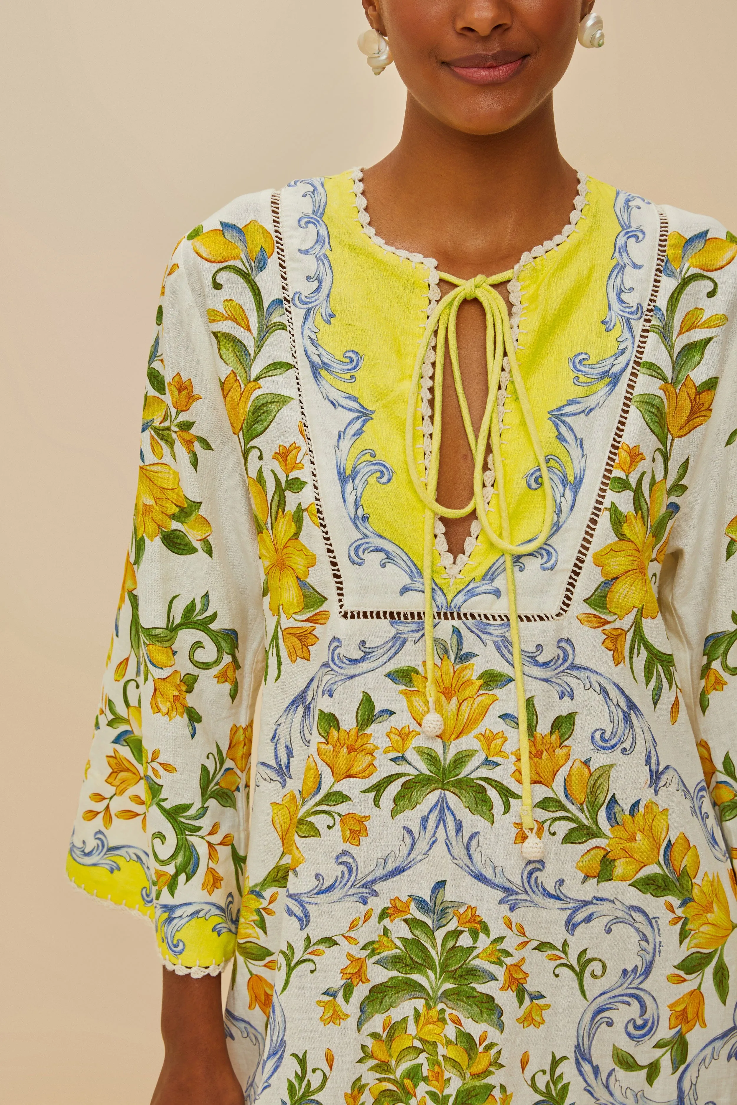 Off-White Sicily LENZING™ ECOVERO™ Euroflax™ Mini Dress sold by FARM Rio product image thumbnail 3