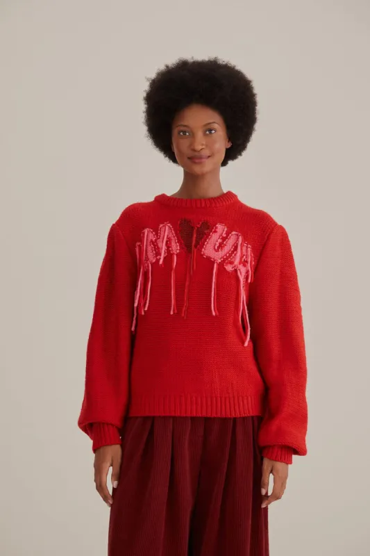 Amour Embroidered Knit Sweater sold by FARM Rio