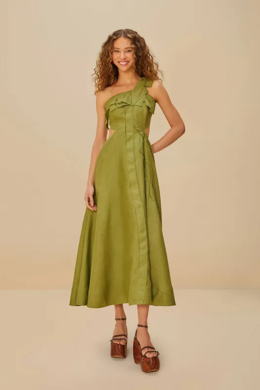 Green Palm Tree Euroflax™ Premium Linen Maxi Dress sold by FARM Rio