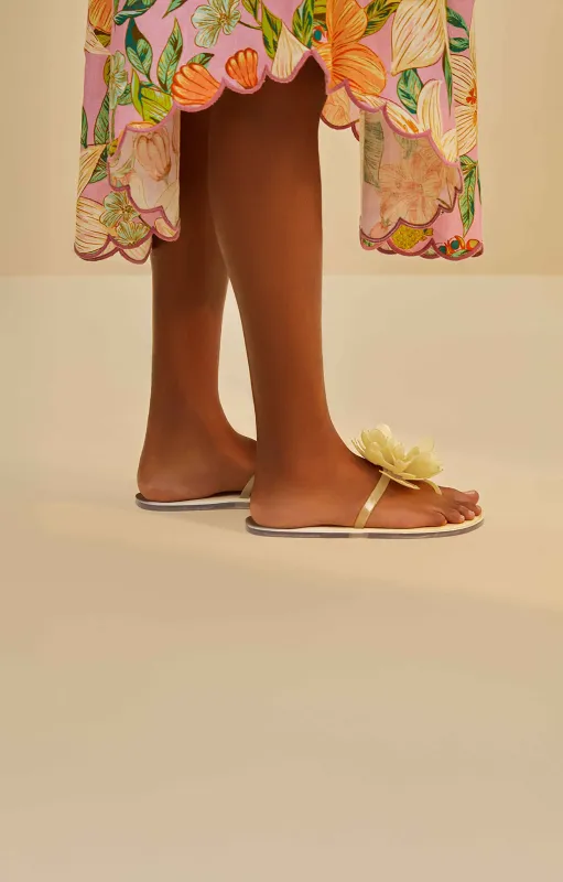 Buttermilk Flower Jelly Flat Sandal sold by FARM Rio