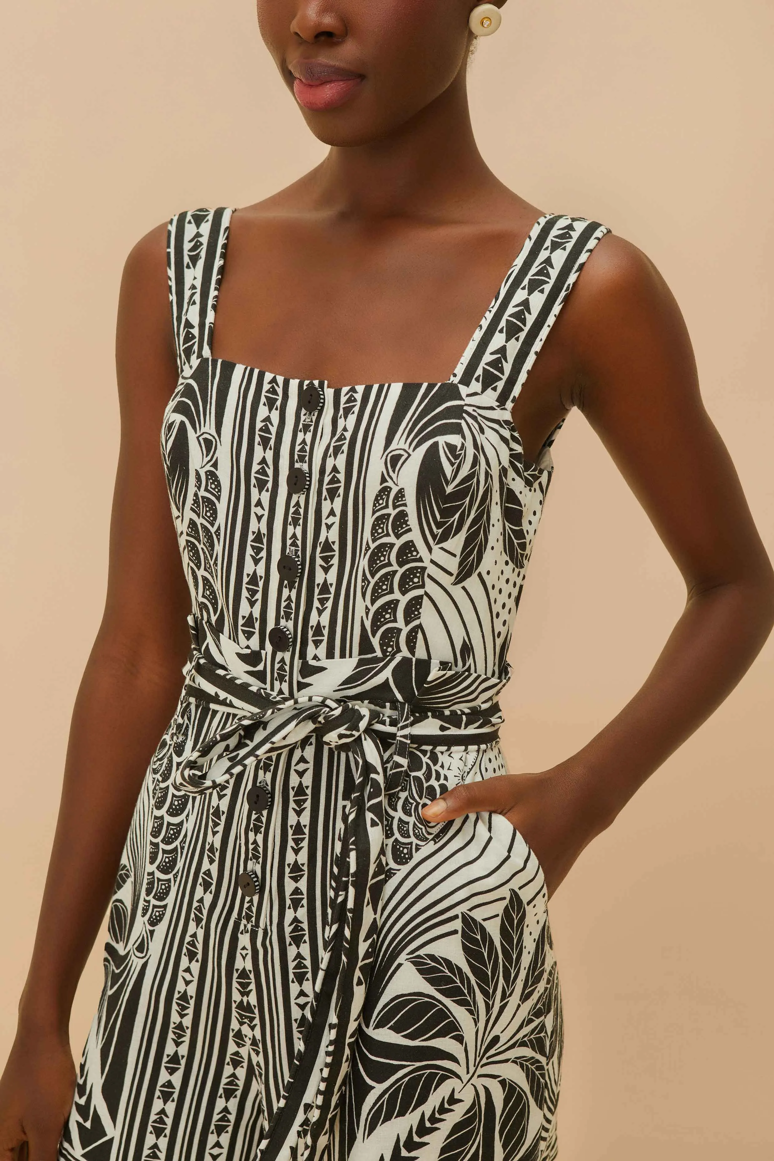 Off-White Monochrome Elegance Scarf LENZING™ ECOVERO™ Euroflax™ Romper sold by FARM Rio product image thumbnail 2