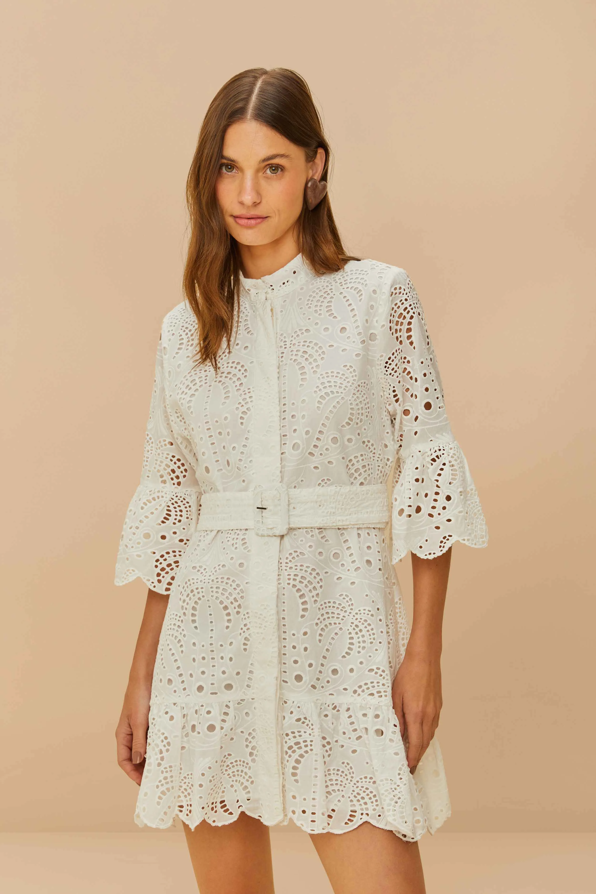 Off-White Palm Tree Mini Dress sold by FARM Rio