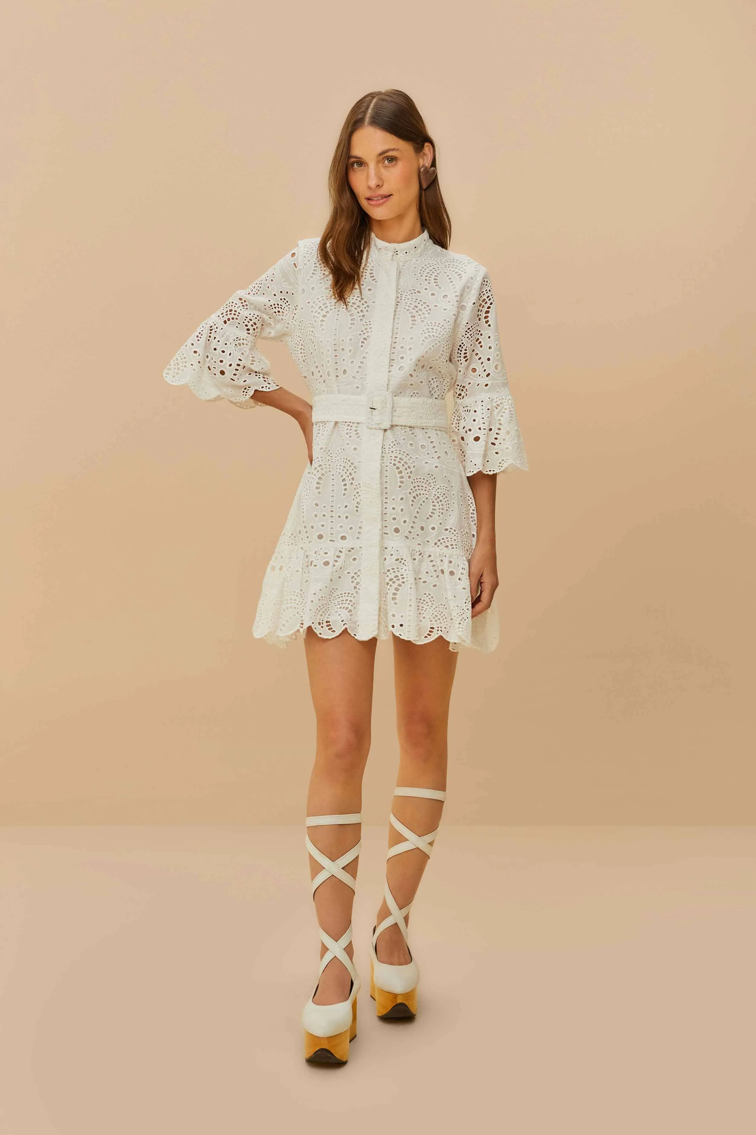 Off-White Palm Tree Mini Dress sold by FARM Rio product image thumbnail 2
