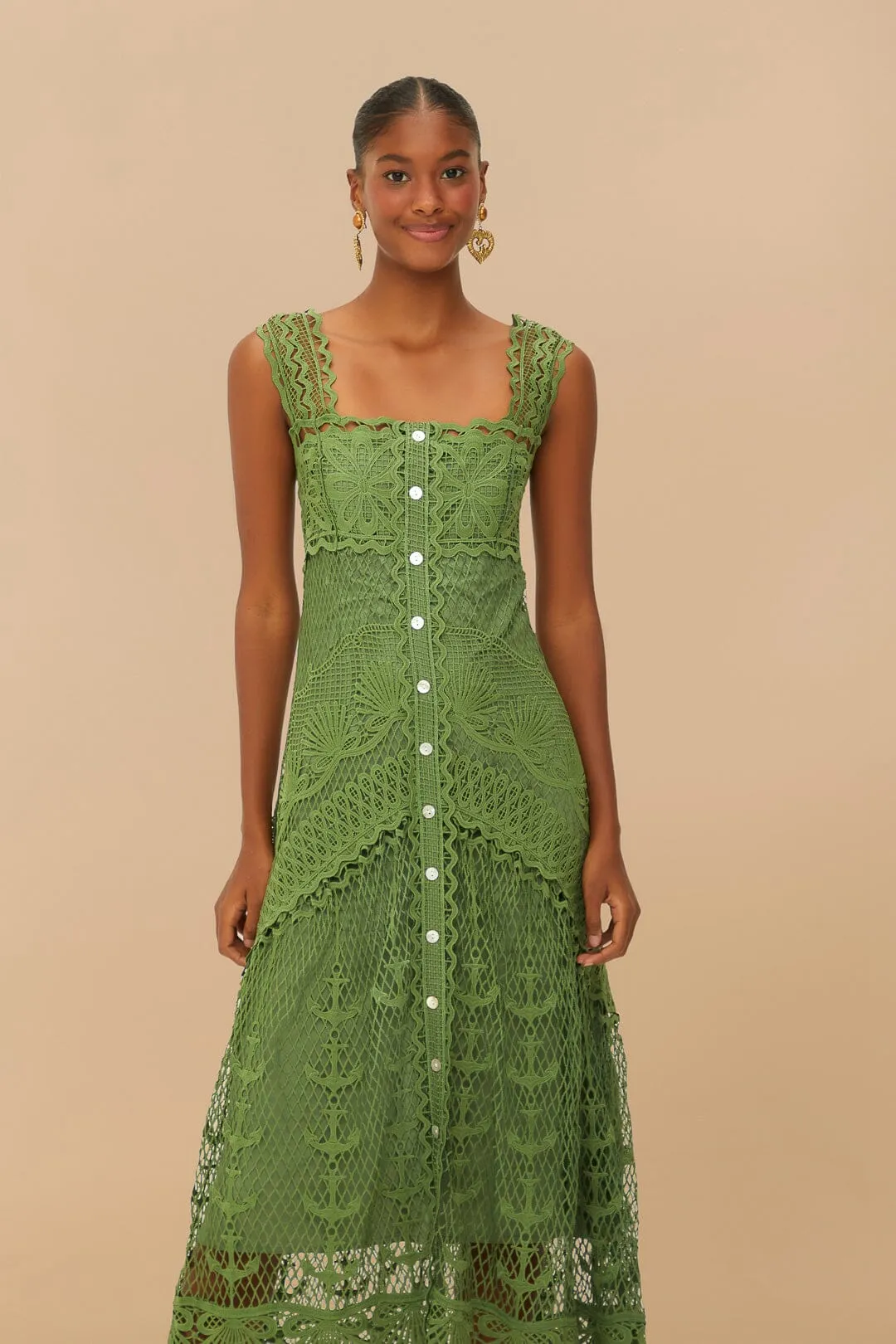 Green Nautical Guipure Maxi Dress | Parallel