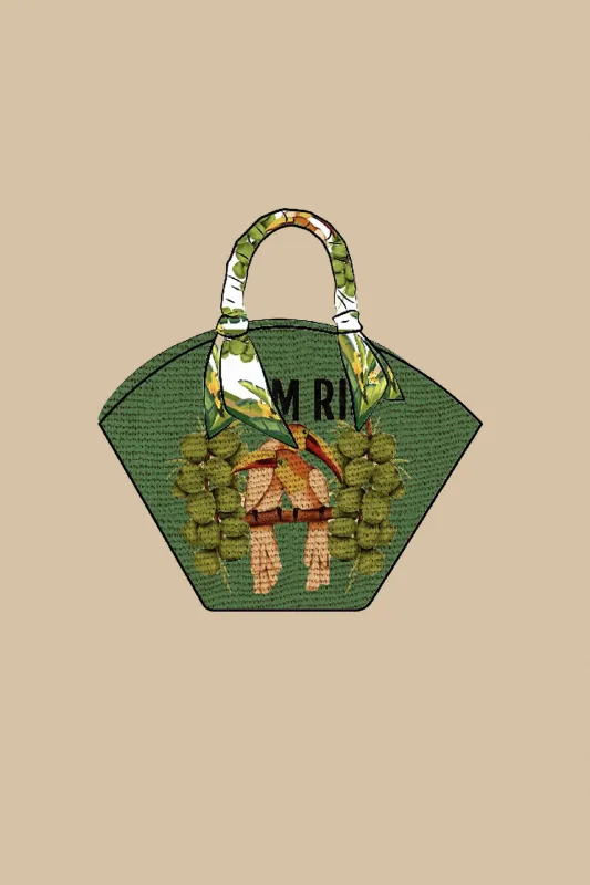 Green Coconut Toucan Raffia Shell Tote sold by FARM Rio