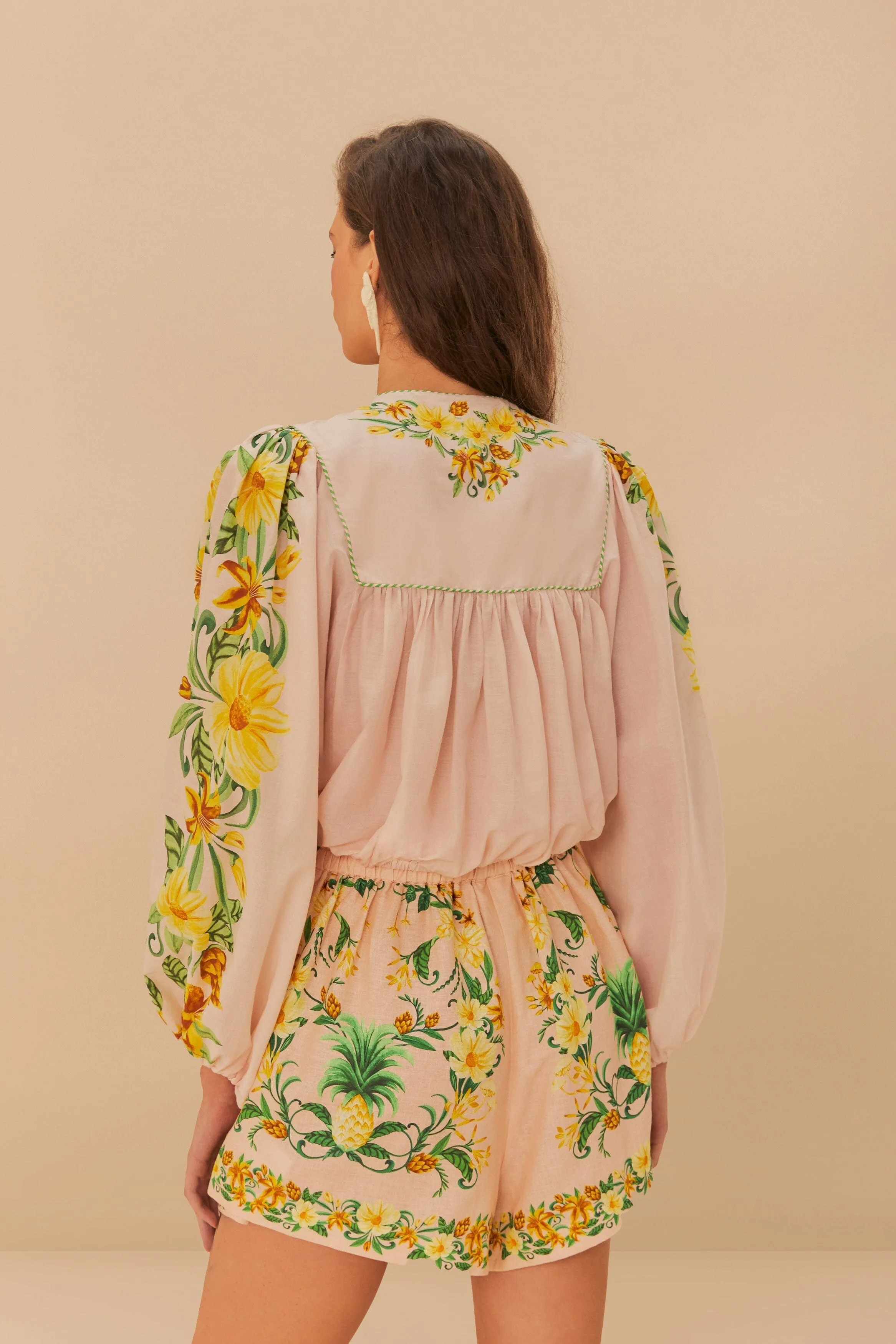 Pink Botanical Beauty LENZING™ ECOVERO™ Euroflax™ Shorts sold by FARM Rio product image thumbnail 4