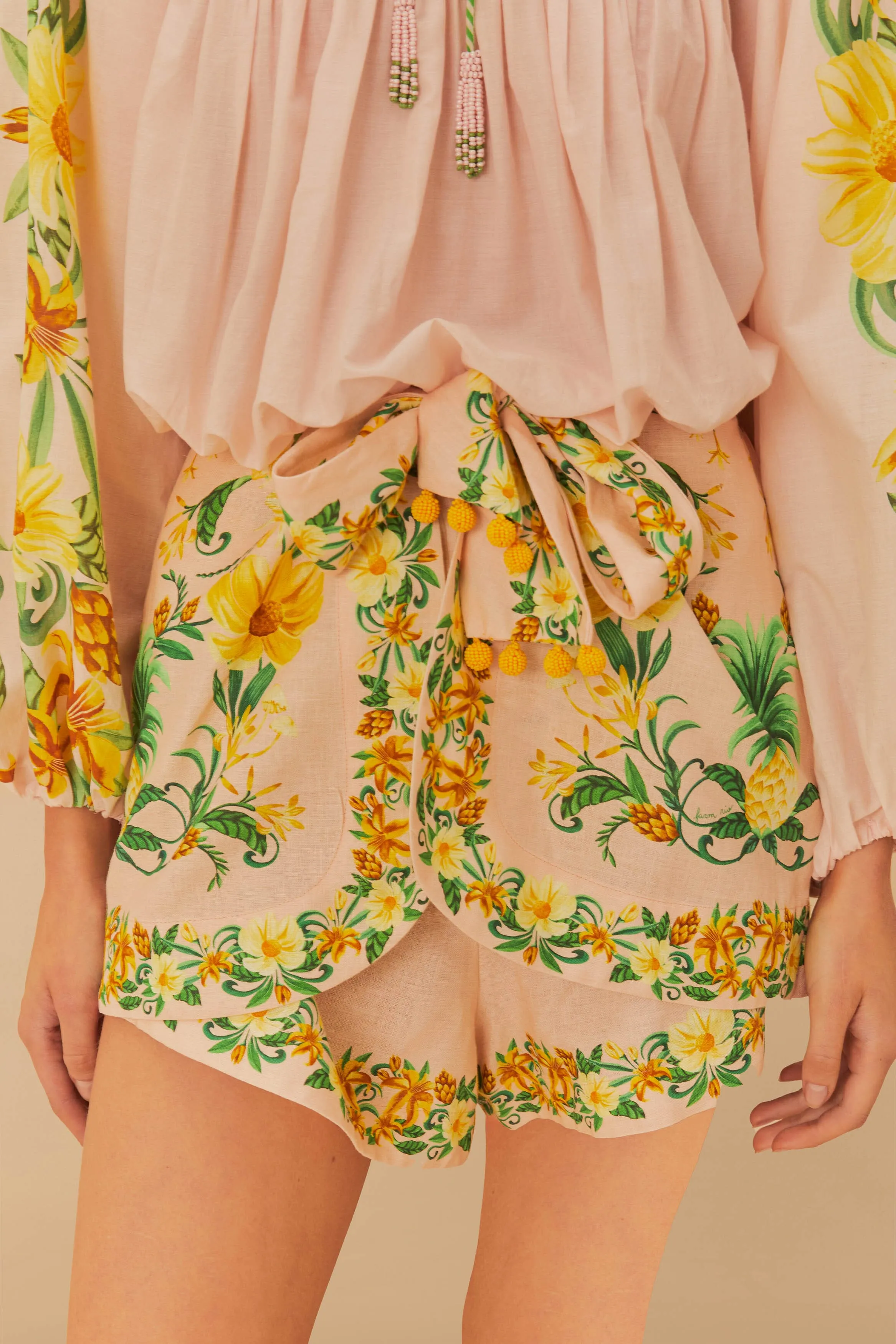 Pink Botanical Beauty LENZING™ ECOVERO™ Euroflax™ Shorts sold by FARM Rio product image thumbnail 2