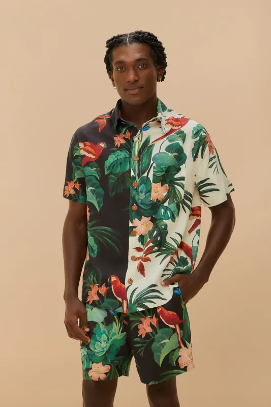 Black Midnight Macaw Fiesta LENZING™ ECOVERO™ Euroflax™ Shorts sold by FARM Rio