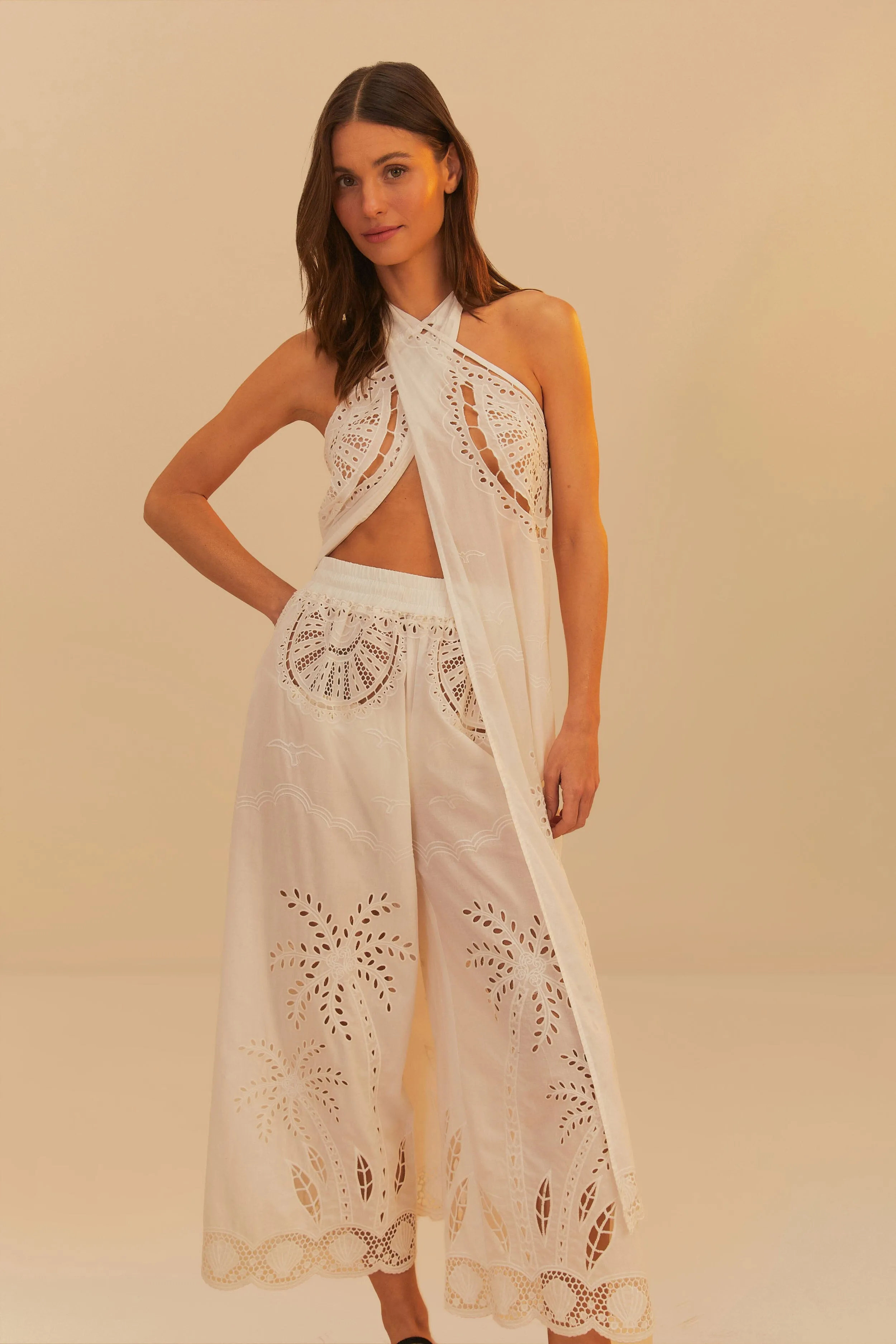 WHITE COCONUT RICHILIEU PANTS sold by FARM Rio product image thumbnail 3