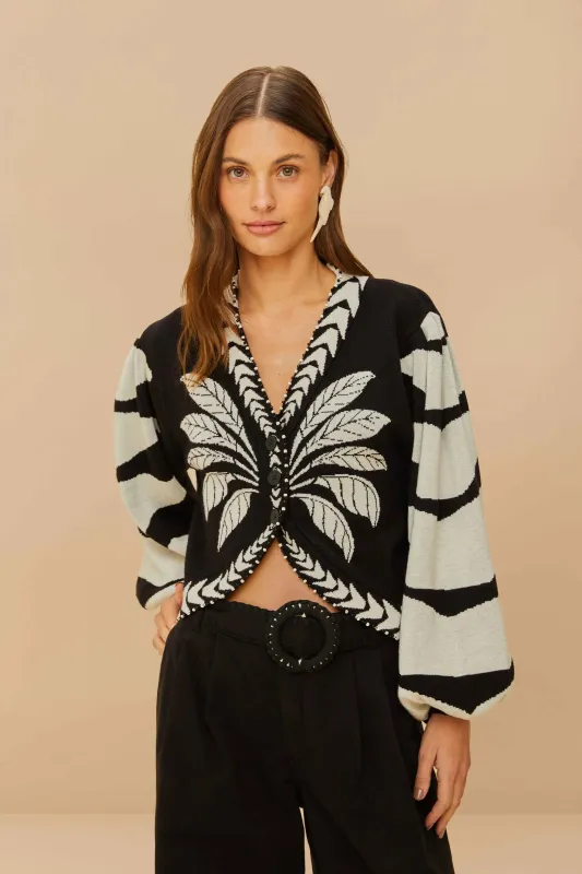 Black Palms Graphic Cardigan sold by FARM Rio