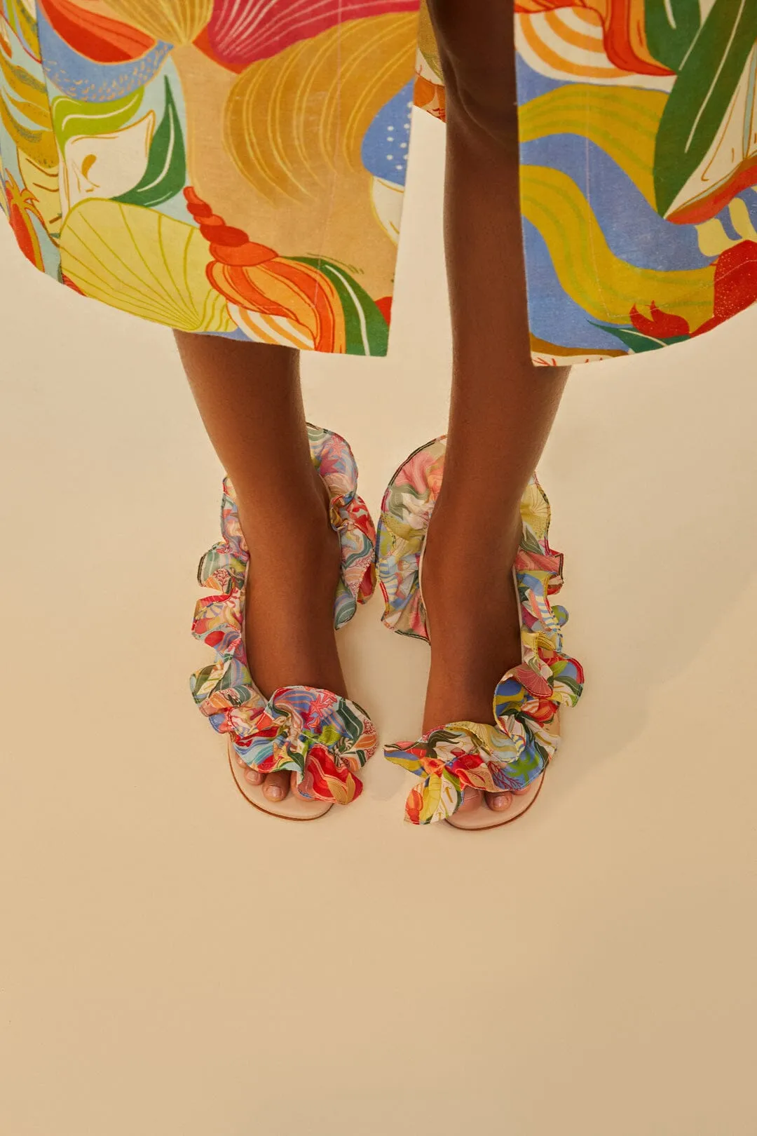 Multicolor Ocean View Monstera Heeled Sandal sold by FARM Rio product image thumbnail 4