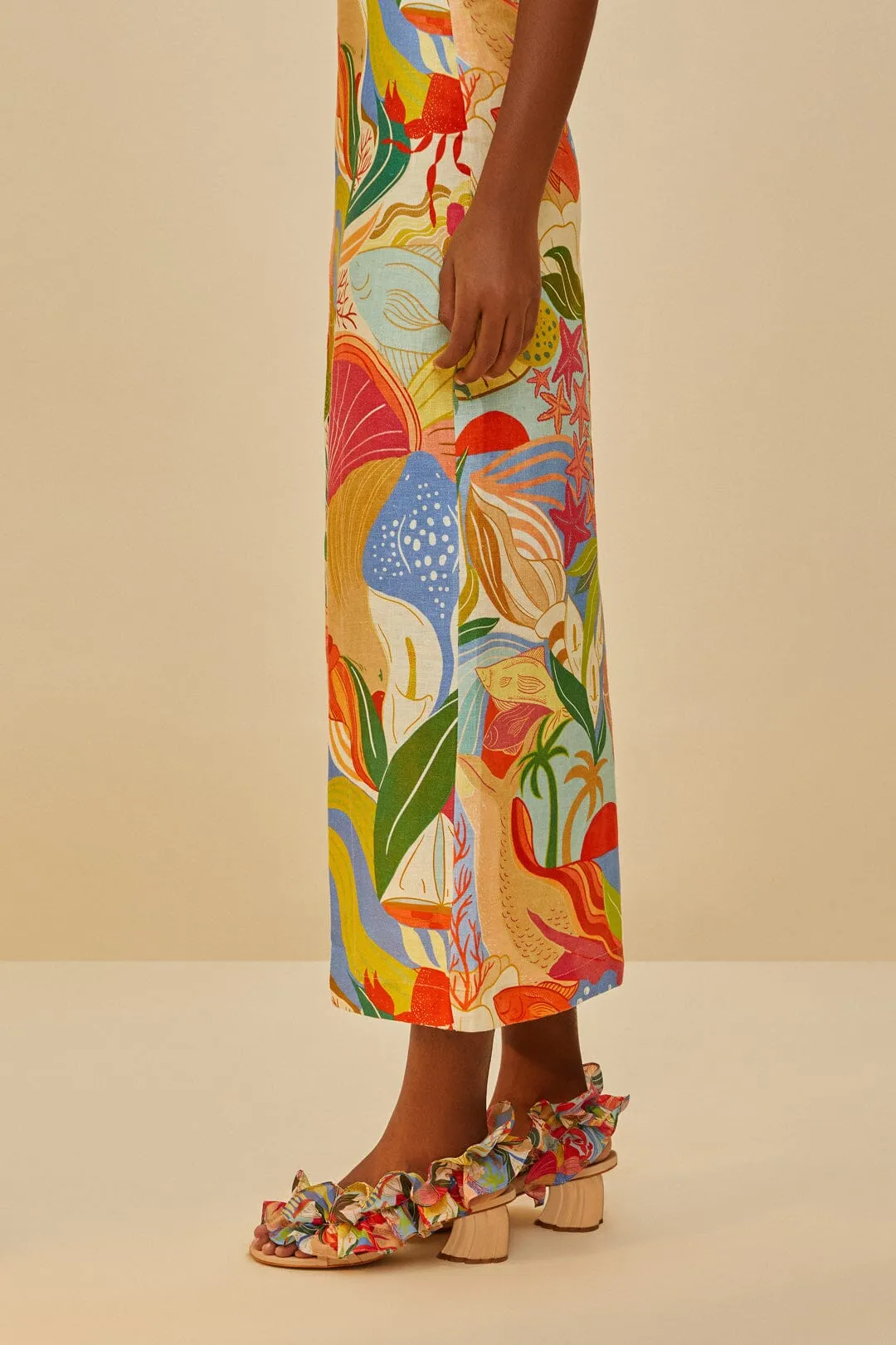 Multicolor Ocean View Monstera Heeled Sandal sold by FARM Rio product image thumbnail 2