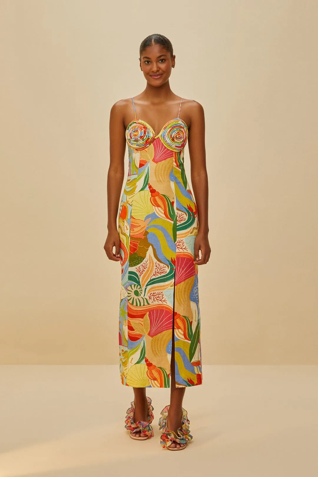 Multicolor Ocean View Monstera Heeled Sandal sold by FARM Rio product image thumbnail 3