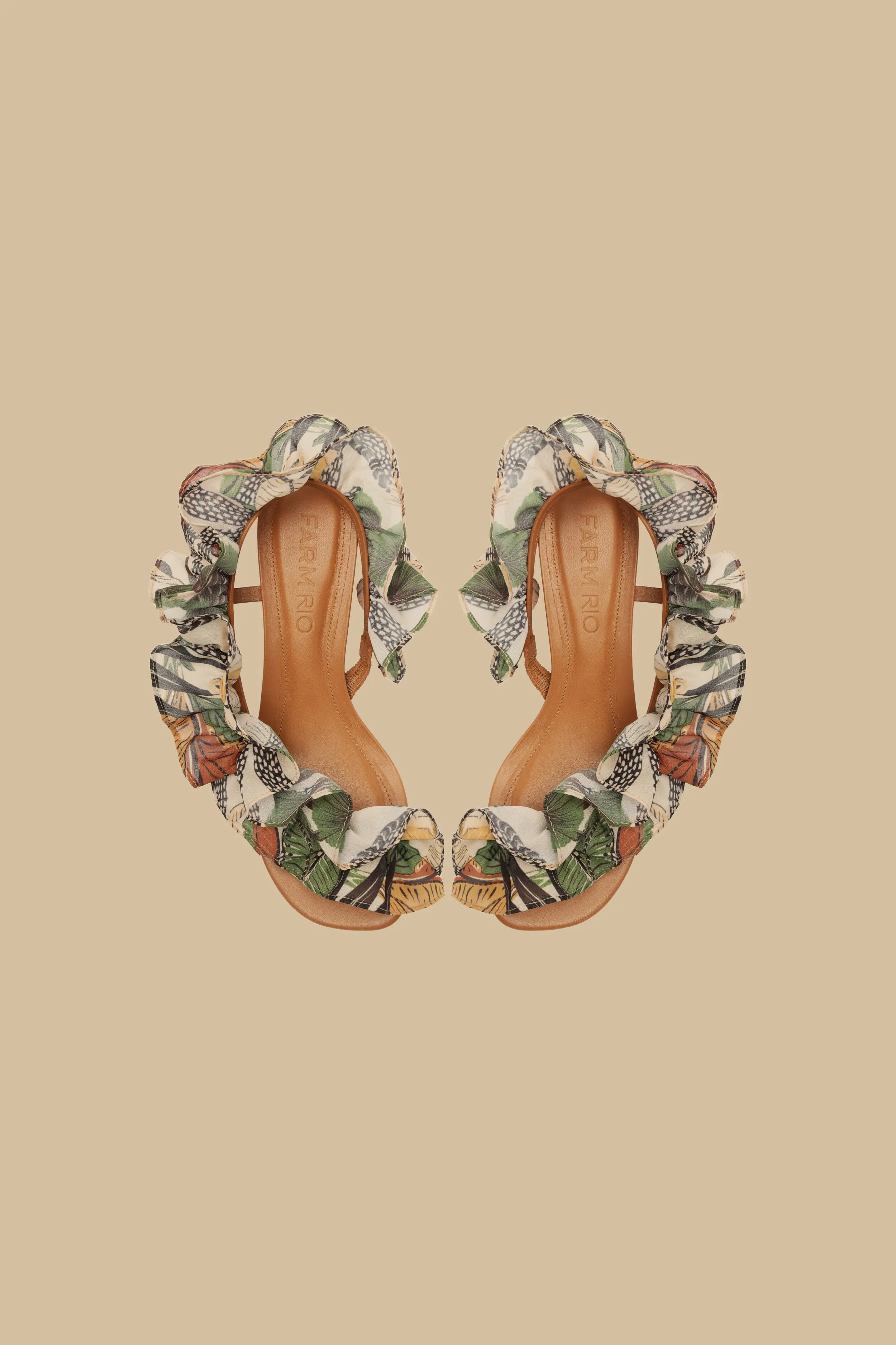 Sand Foliage Sketch Monstera Heeled Sandal sold by FARM Rio product image thumbnail 3