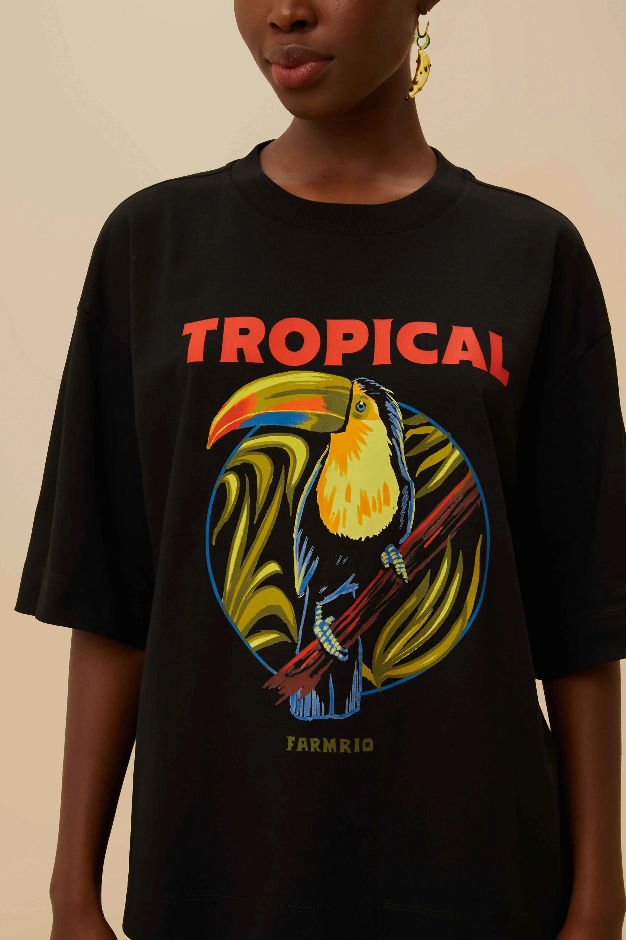 Black Tropical Organic Cotton T-Shirt sold by FARM Rio product image thumbnail 2