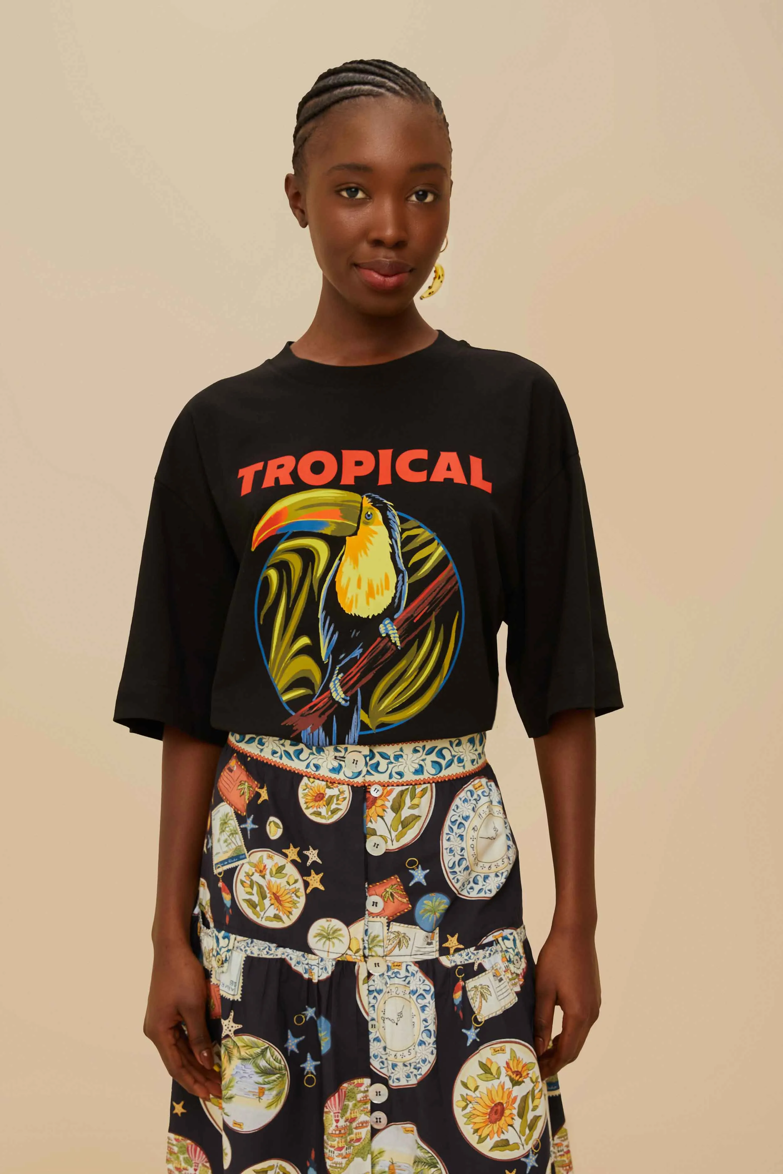 Black Tropical Organic Cotton T-Shirt sold by FARM Rio product image thumbnail 4