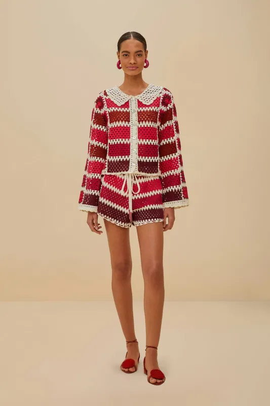 Red Colorful Crochet Tiles Shirt sold by FARM Rio