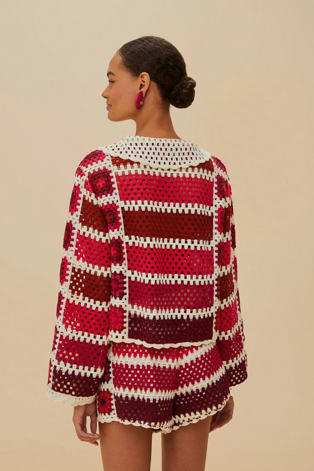 Red Colorful Crochet Tiles Shirt sold by FARM Rio product image thumbnail 4