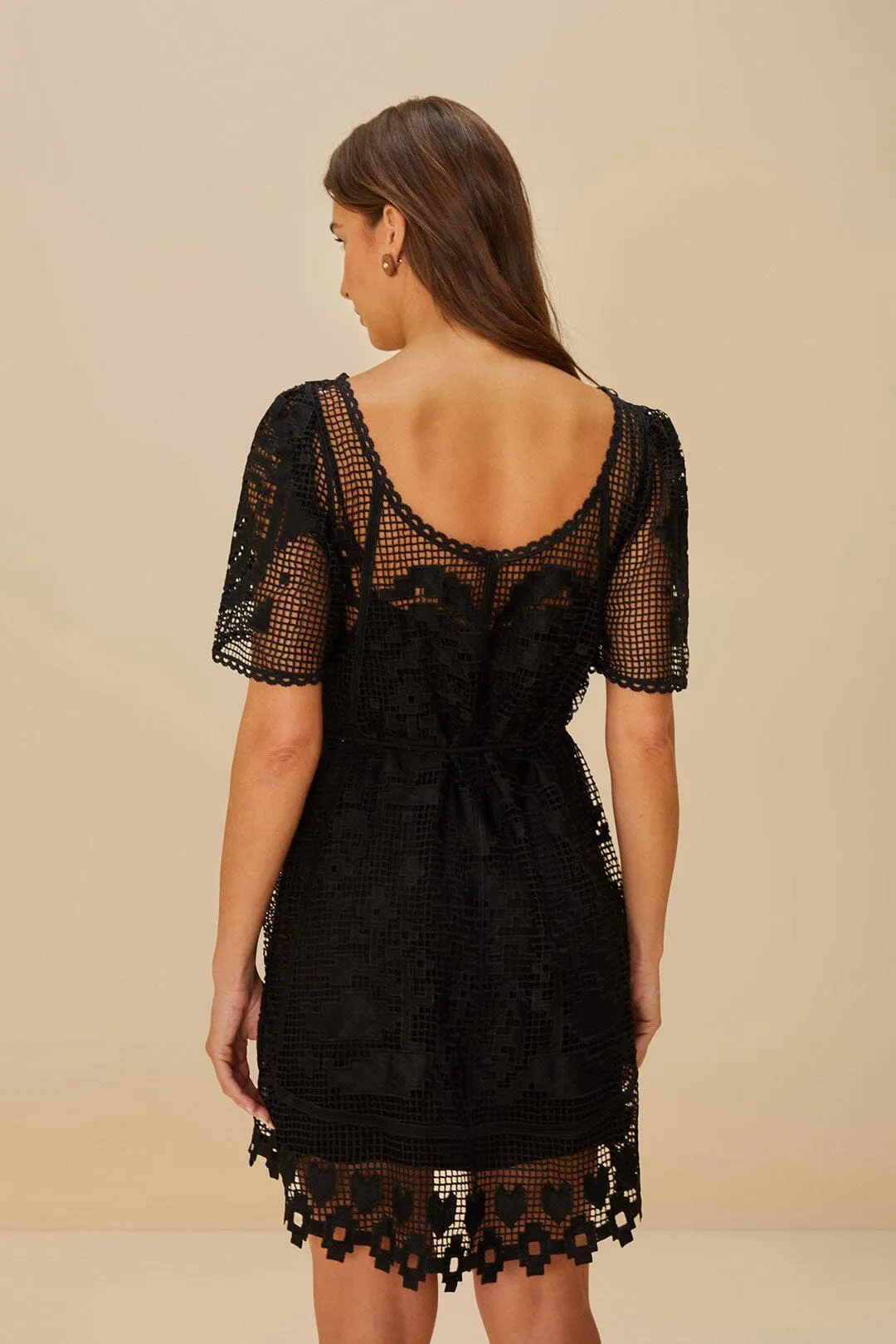 Black Pineapple Guipure Mini Dress sold by FARM Rio product image thumbnail 4