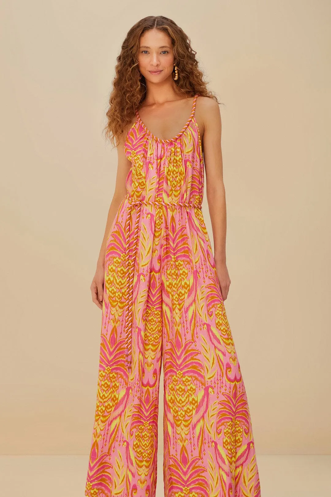 Pink Pineapple Tapestry LENZING™ ECOVERO™ Euroflax™ Jumpsuit sold by FARM Rio product image thumbnail 3