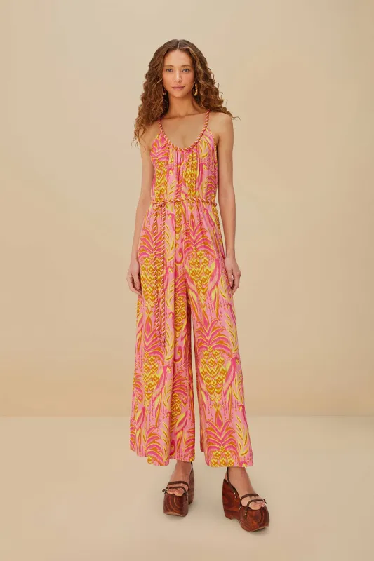 Pink Pineapple Tapestry LENZING™ ECOVERO™ Euroflax™ Jumpsuit made by FARM Rio