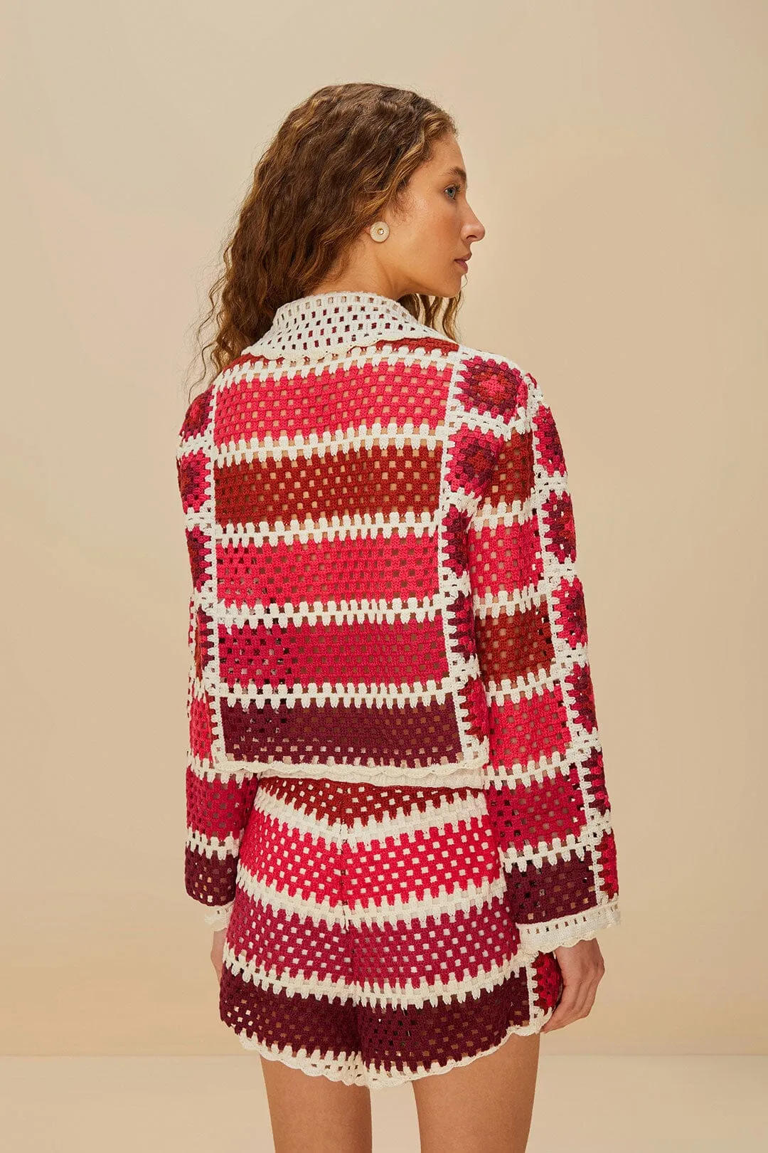 Red Colorful Crochet Tiles Shorts sold by FARM Rio product image thumbnail 3