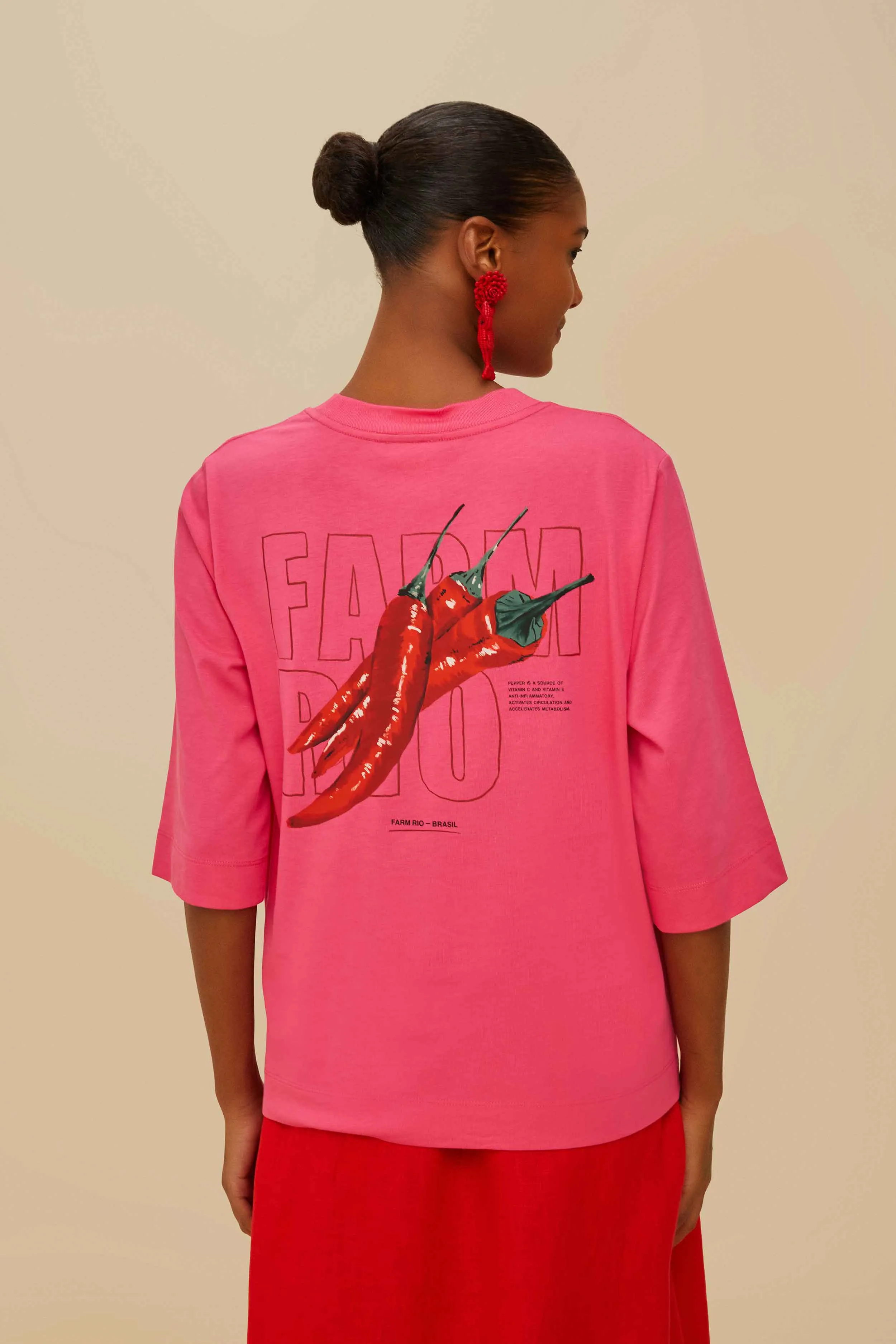 Pink Spicy Pepper Organic Cotton T-Shirt sold by FARM Rio product image thumbnail 3
