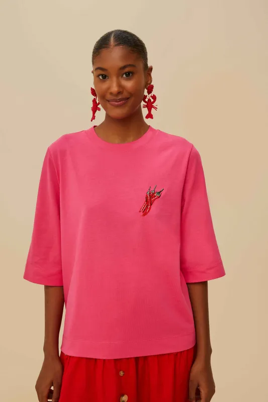 Pink Spicy Pepper Organic Cotton T-Shirt sold by FARM Rio