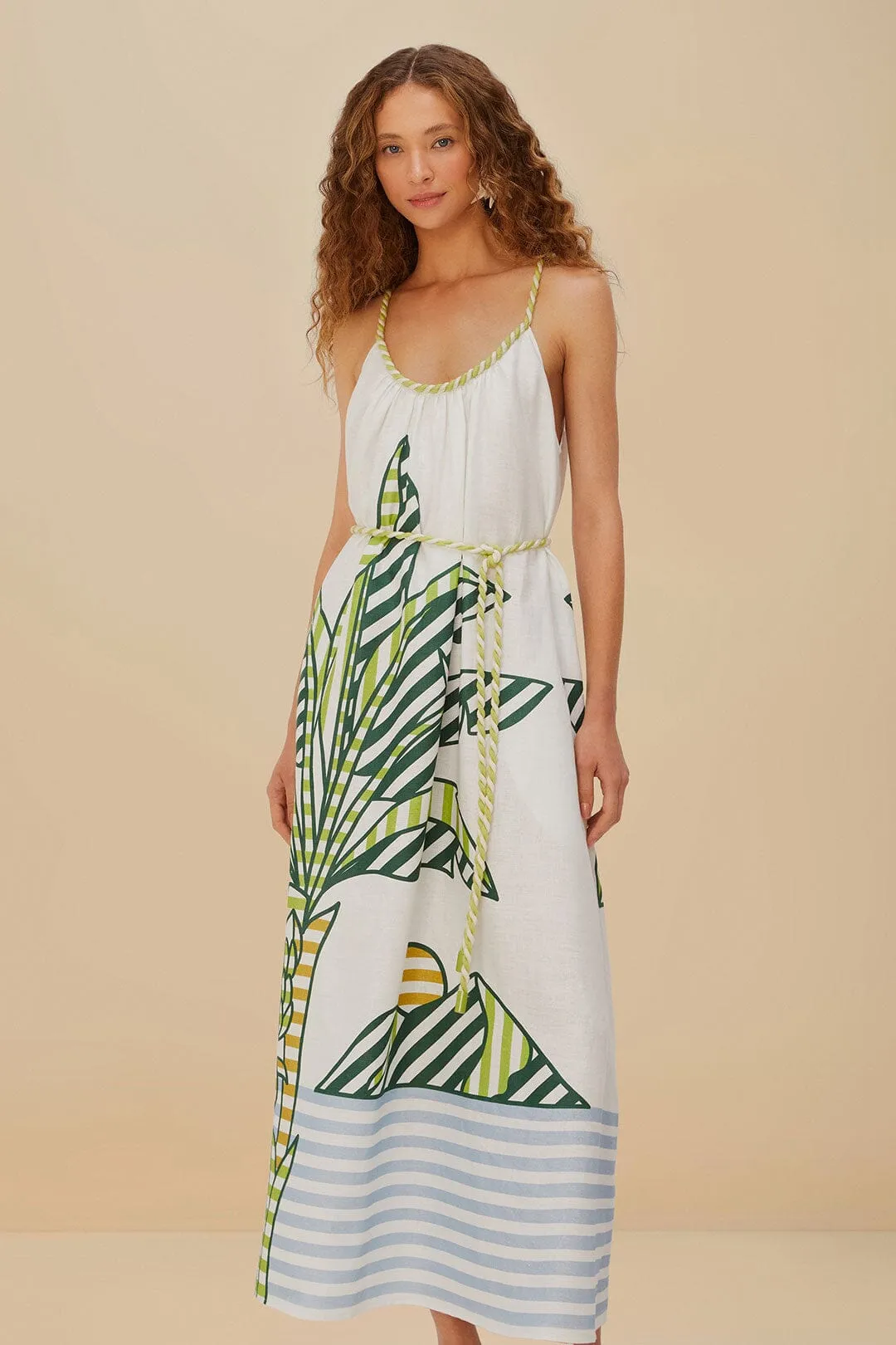 Off-White Banana Tree Euroflax™ Premium Linen Maxi Dress sold by FARM Rio product image thumbnail 2