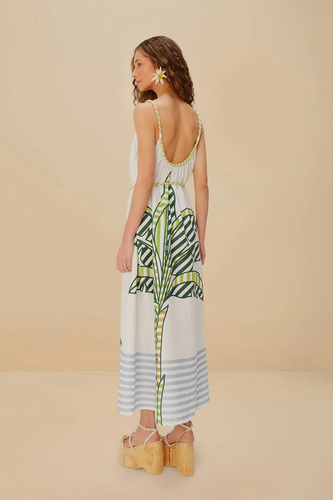 Off-White Banana Tree Euroflax™ Premium Linen Maxi Dress sold by FARM Rio product image thumbnail 4