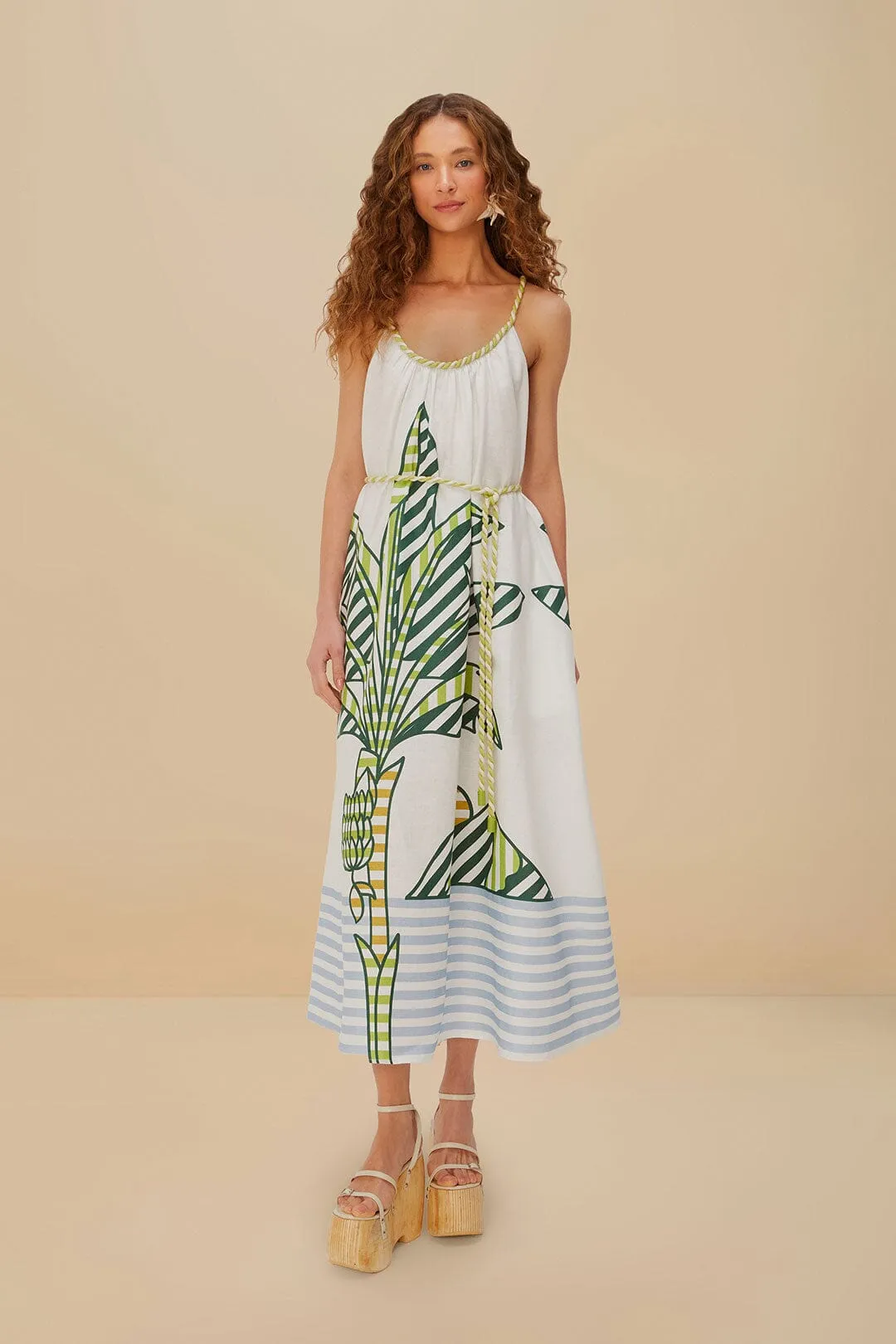Off-White Banana Tree Euroflax™ Premium Linen Maxi Dress sold by FARM Rio