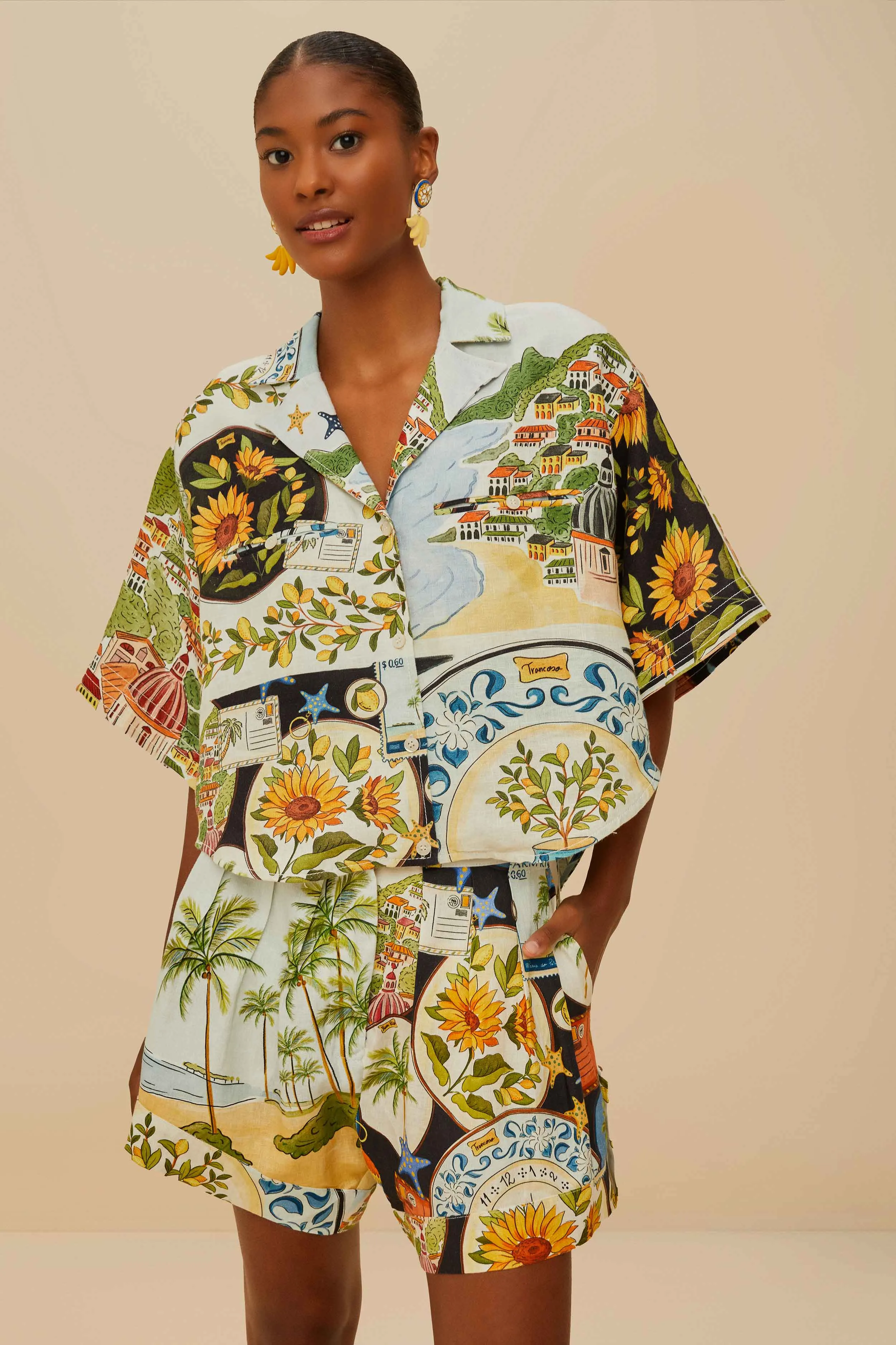 Multicolor Latin Trip Scarves Euroflax™ Premium Linen Shorts sold by FARM Rio product image thumbnail 2